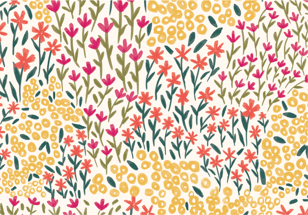 Layered Flowers on White