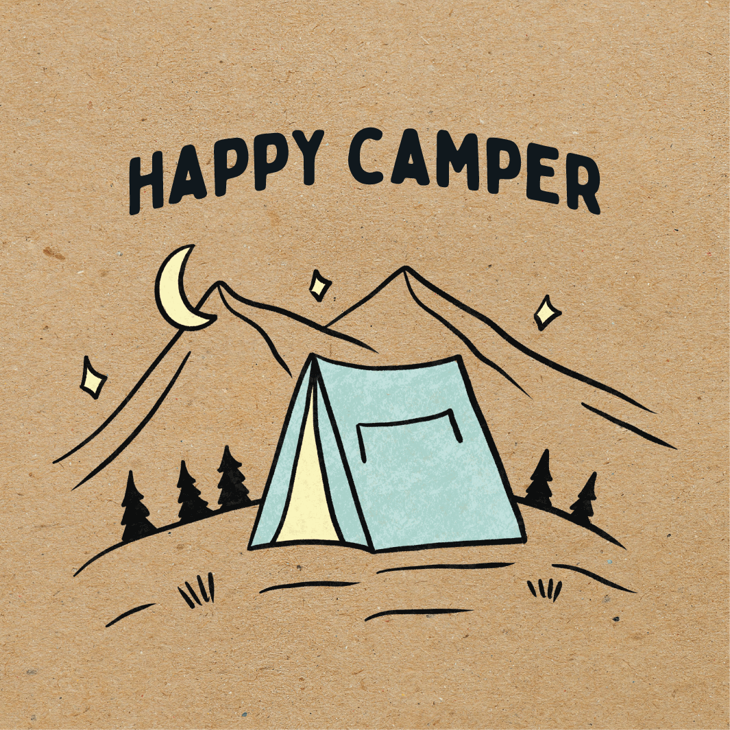 Happy Camper with Tent Graphic