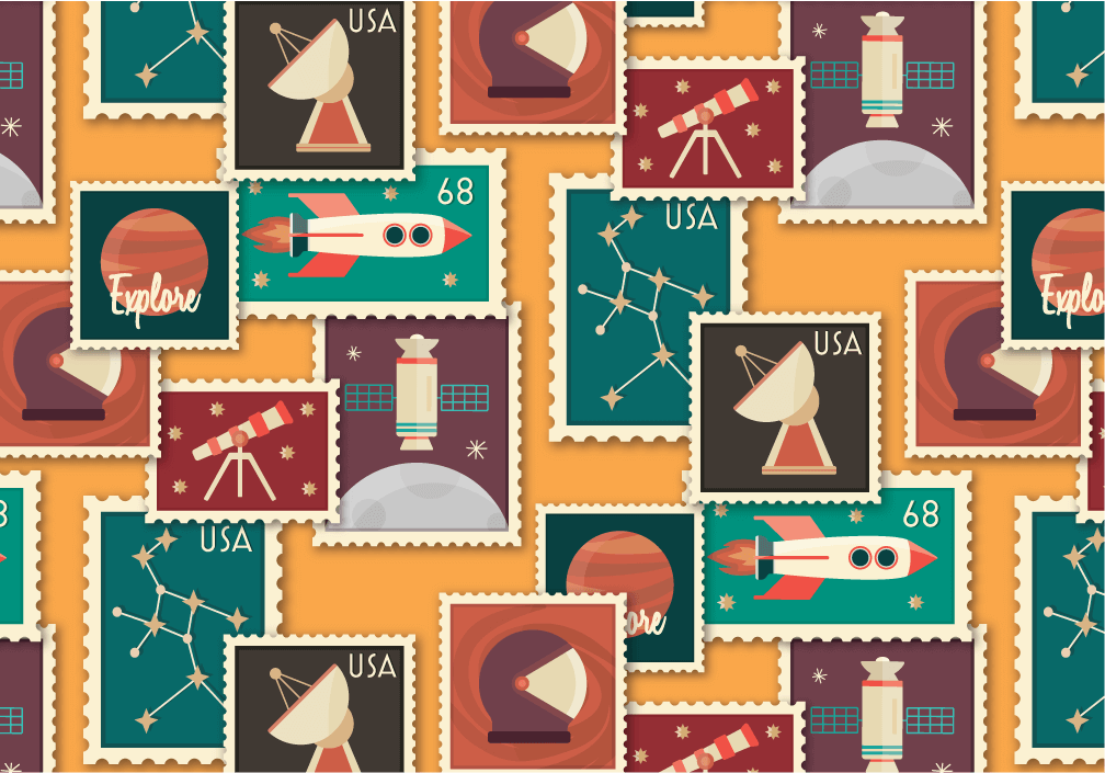 Planetary Stamp Pattern - Muted