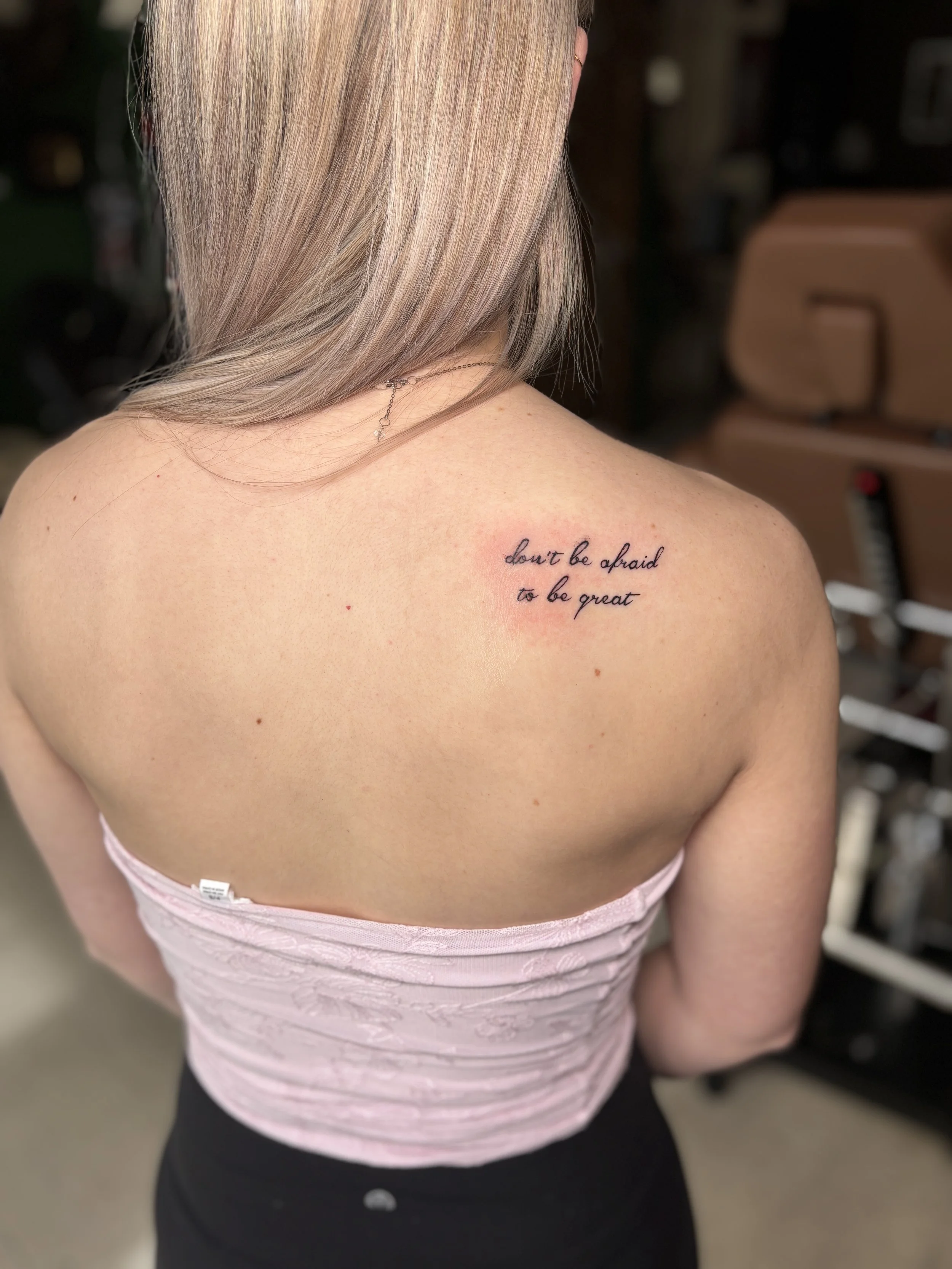 fine line writting tattoo