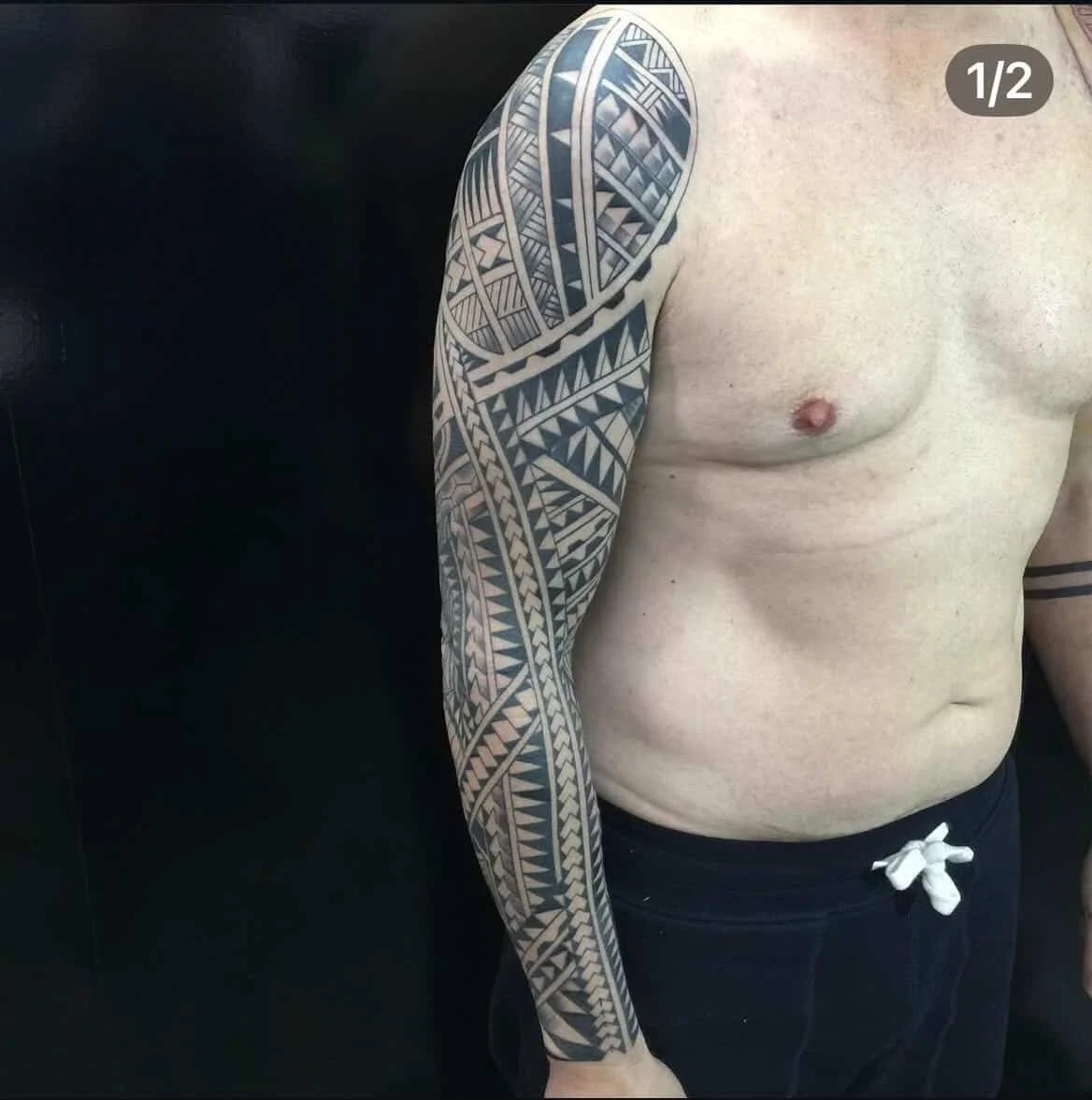 Martin Padilla Polynesian tattoo sleeve