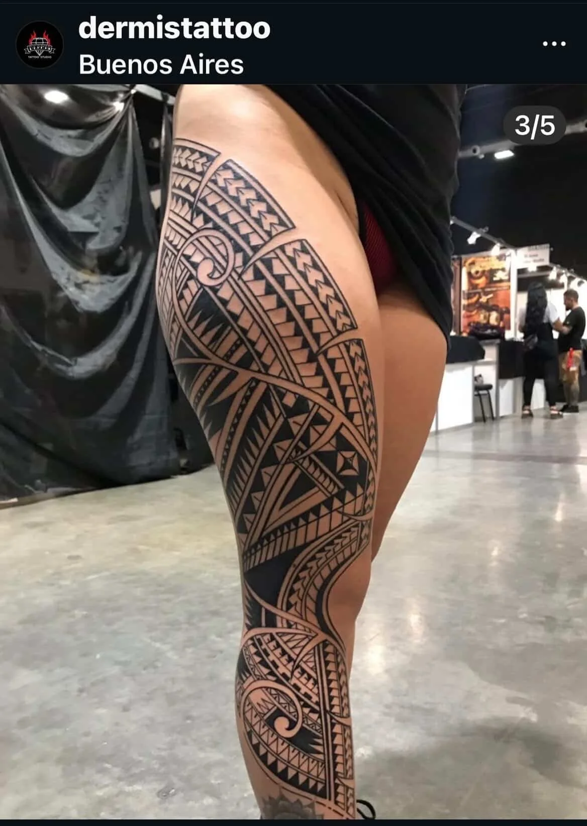 Martin Padilla Polynesian tattoo thigh