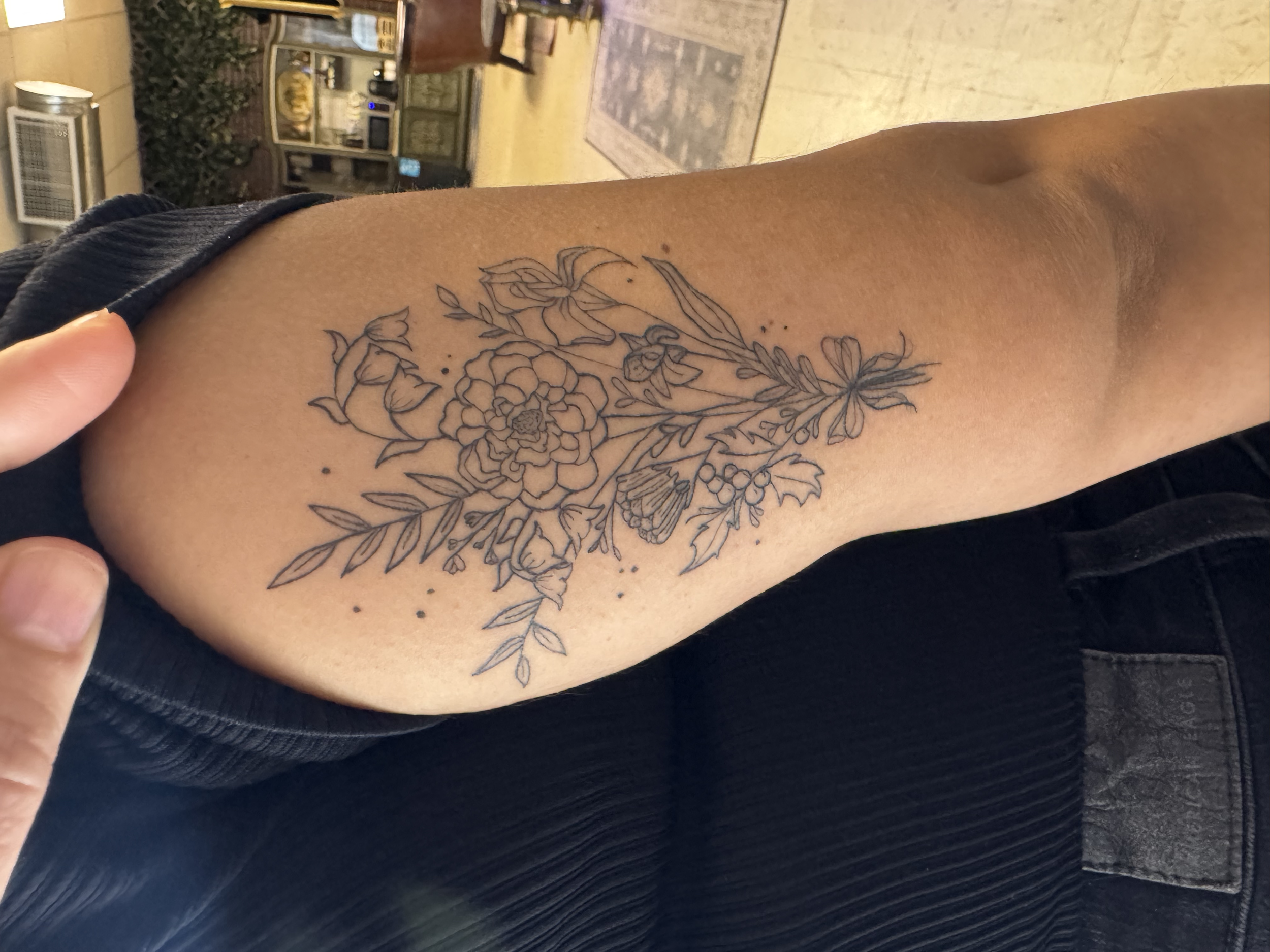 Fineline tattoo by Ellie Rod | Bohemian Social club tattoo | Hudson, MA