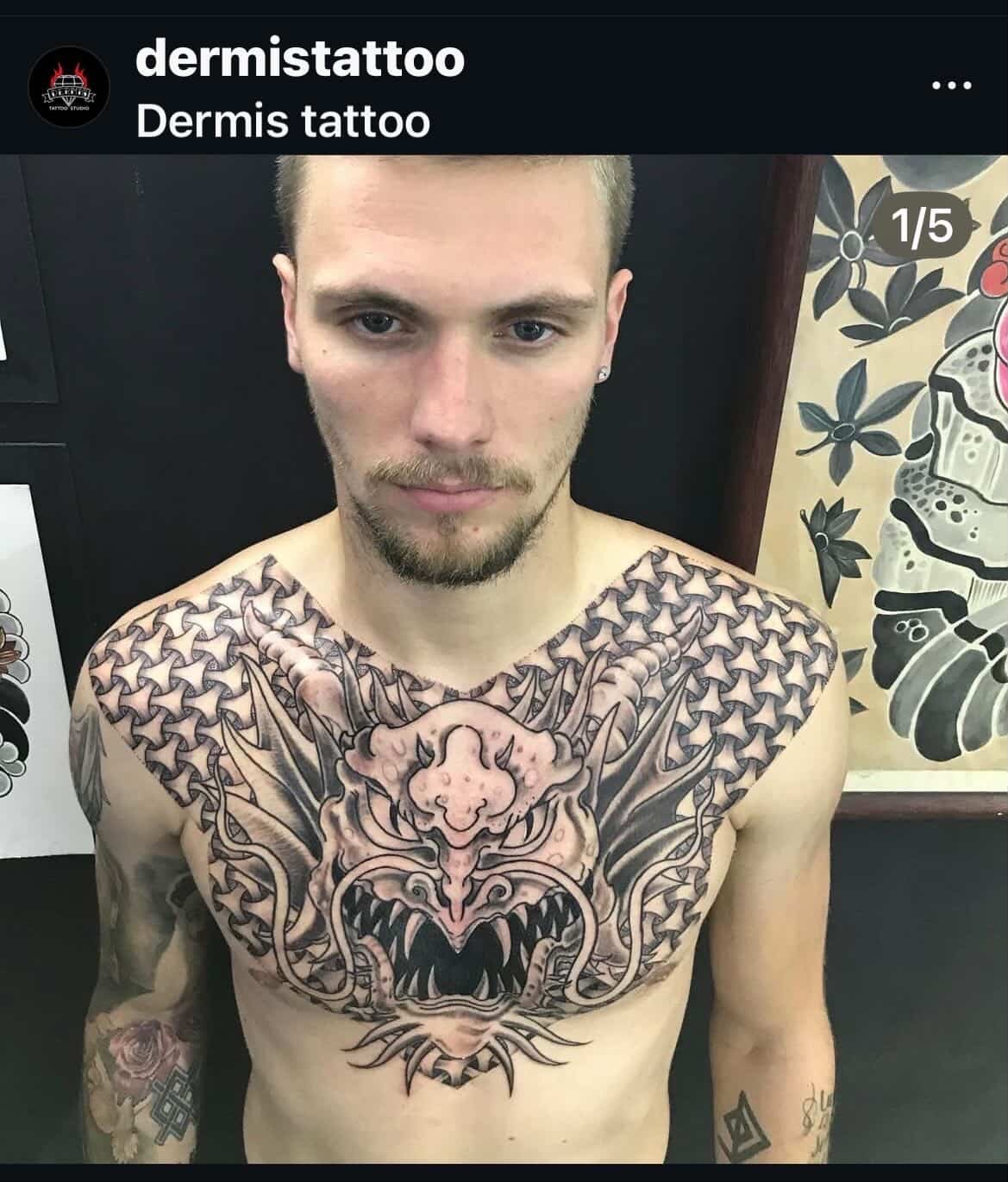 Martin Padilla Polynesian  chest tattoo