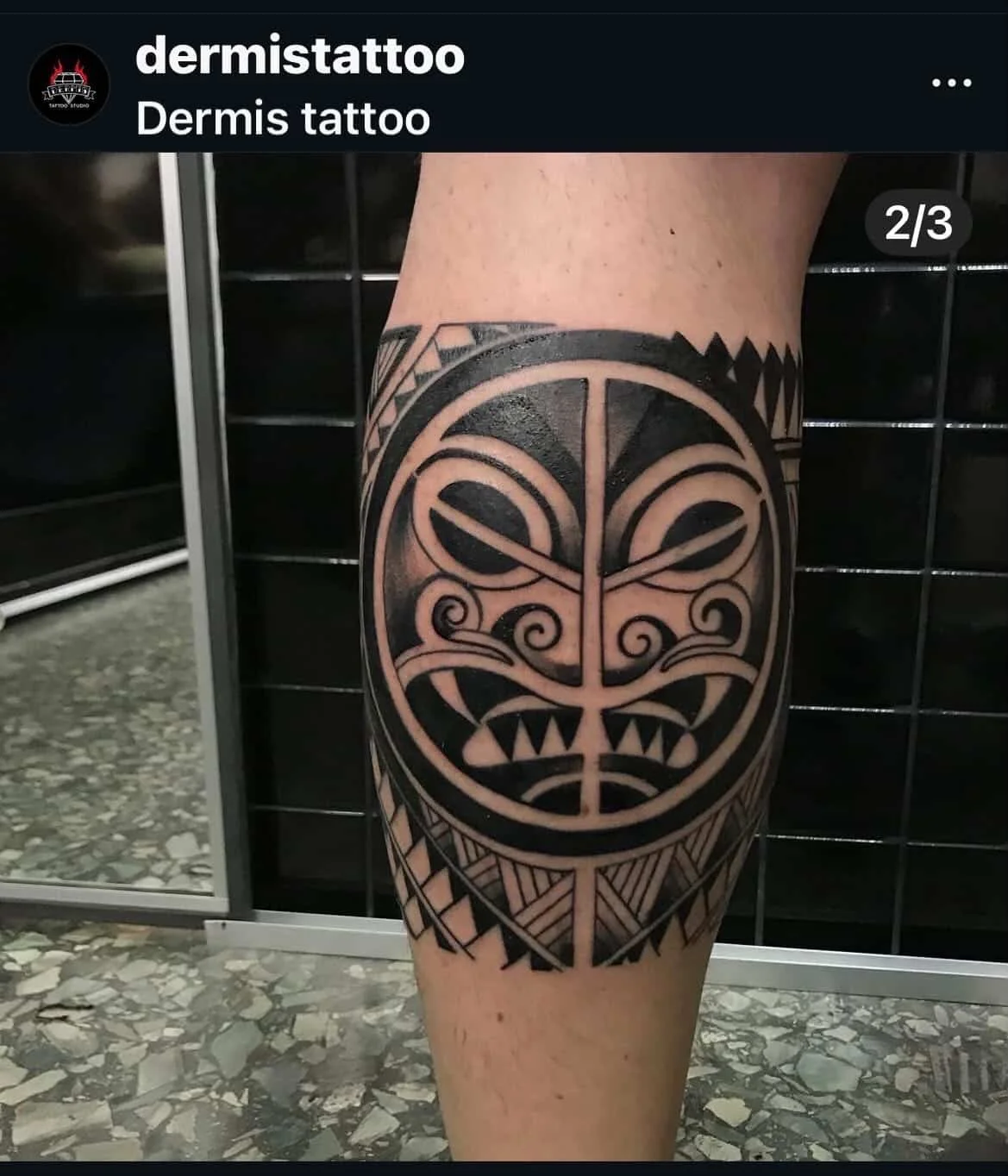 Martin Padilla Polynesian leg tattoo 