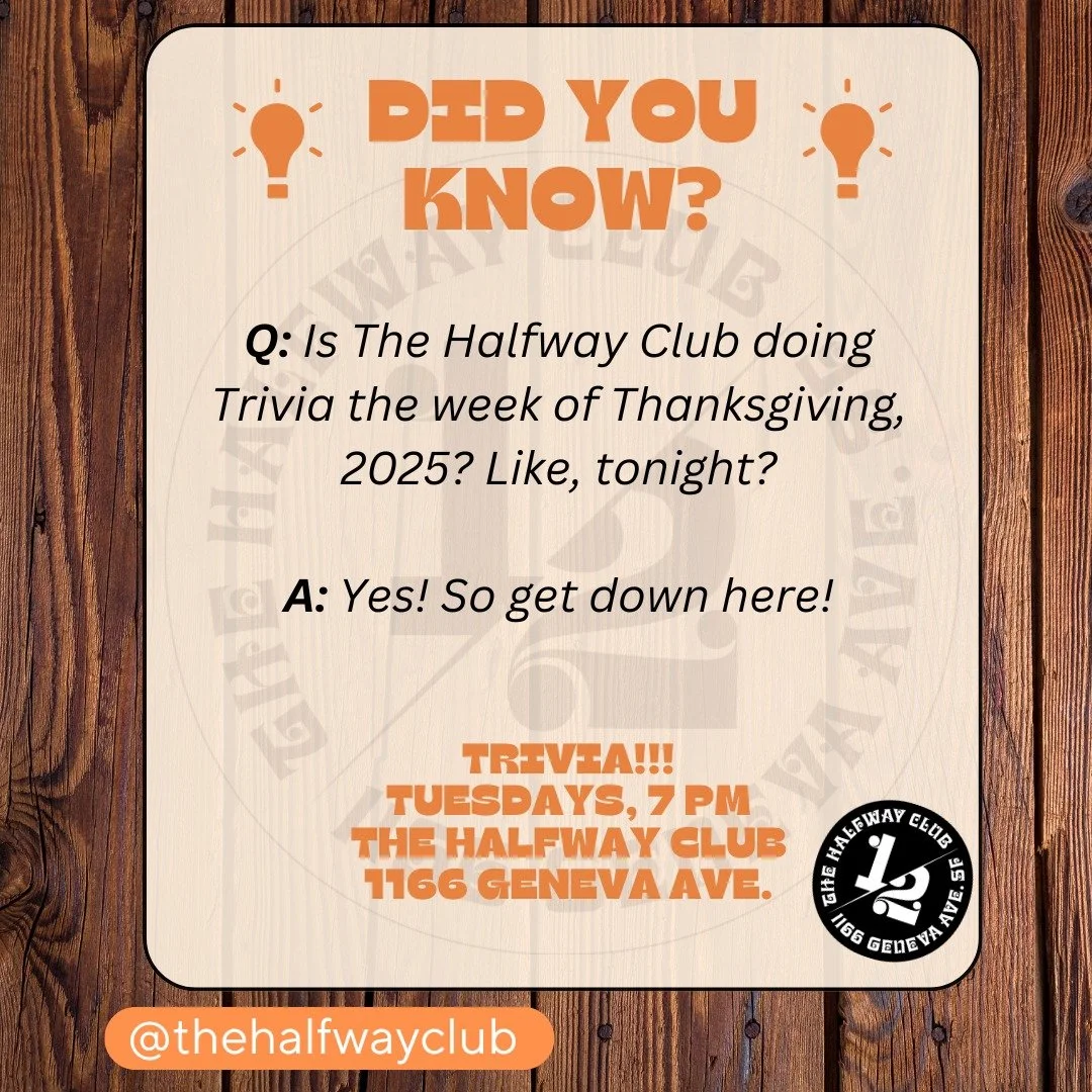 Trivia tonight! 7:00! Just like always, but a little colder and darker!

Come on down and play for fabulous prizes and even better food and drinks. And halfway decent banter from Matt.