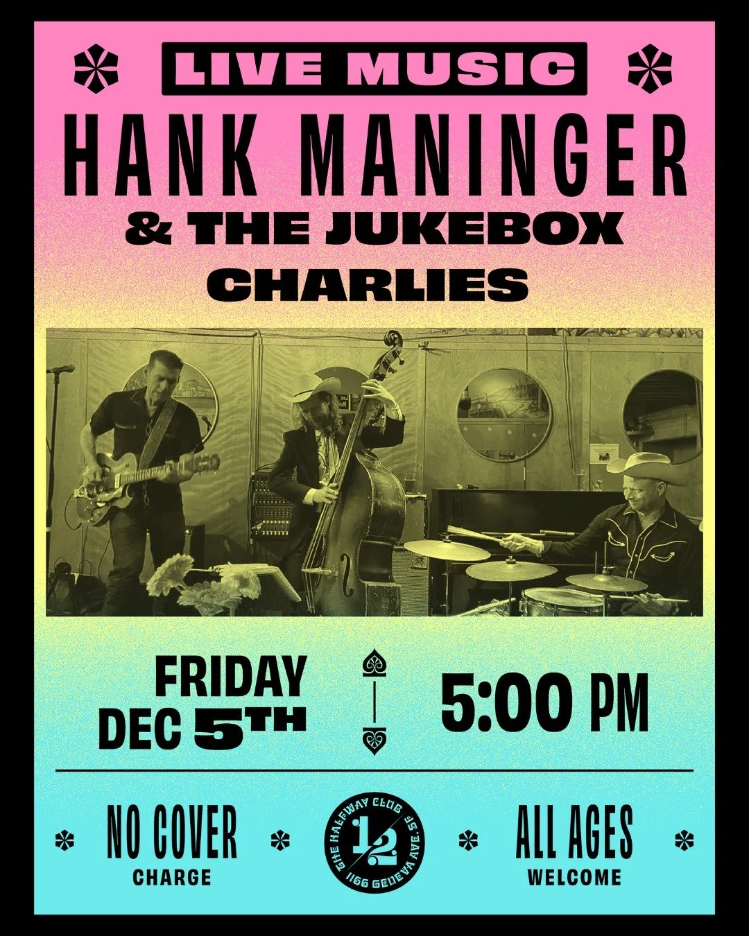 This Friday, @hankmaninger and The Jukebox Charlies return to The Halfway Club! You don't want to miss this show - so come on down at 5:00 and join us for great tunes and new bites from our menu!