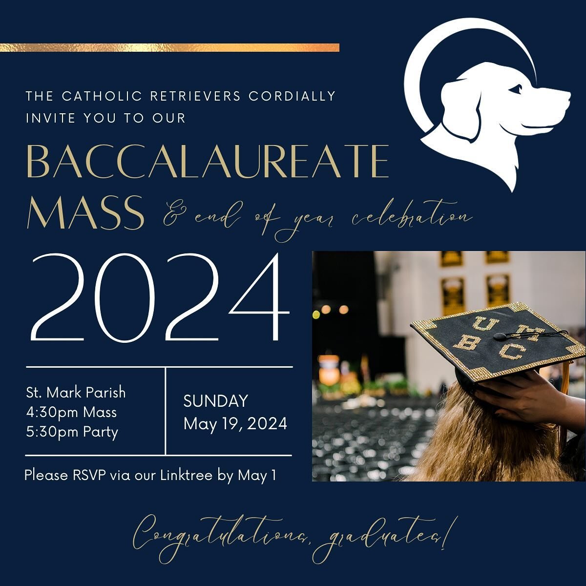 SENIORS!! Baccalaureate Mass and Senior Night are coming up!! Sign up NOW in the Linktree to attend these events as we reach the end of the semester!