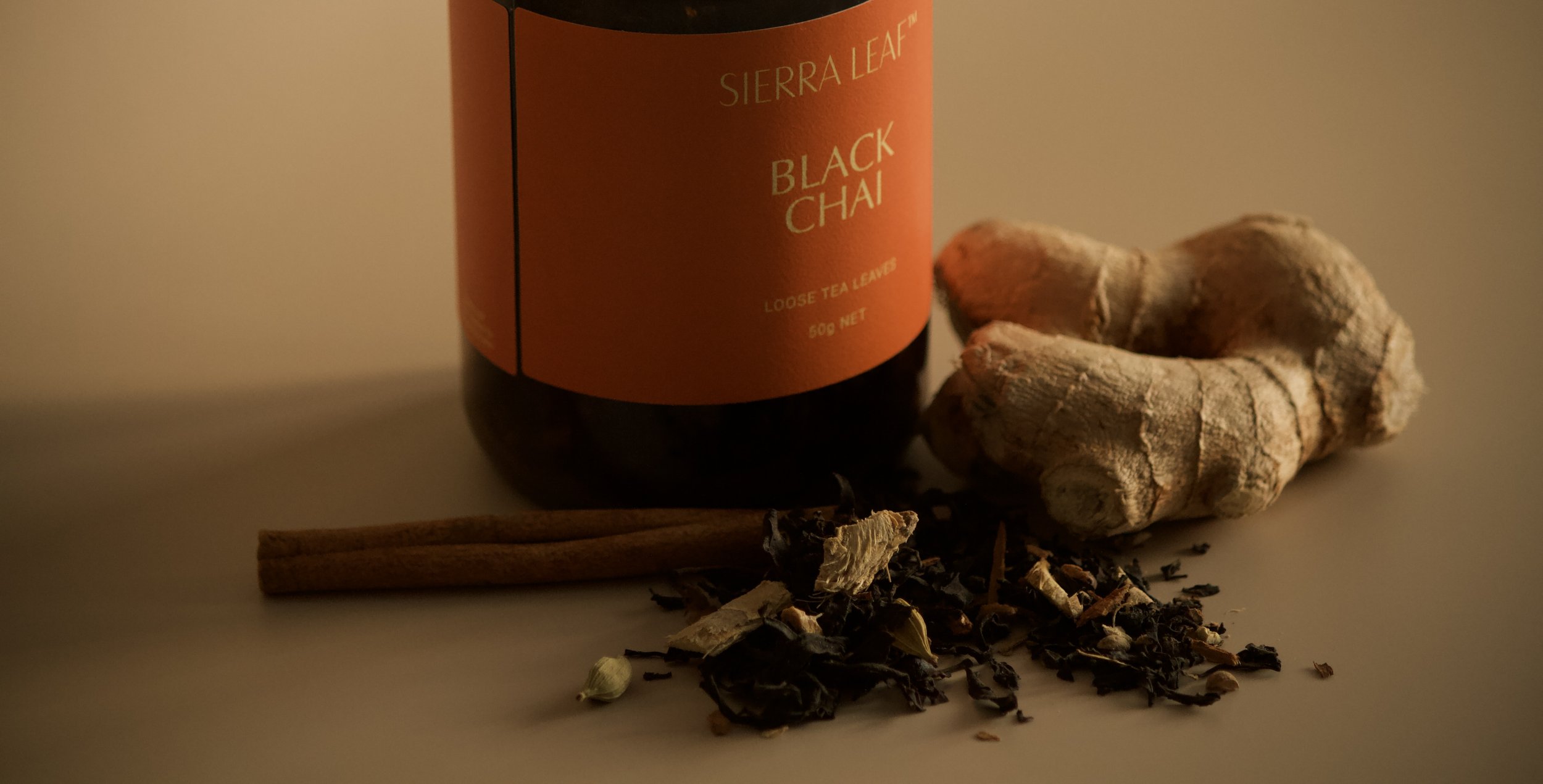 black chai tea, sierra leaf, black tea, ginger tea, spice tea, chai, cinnamon, spice, tea
