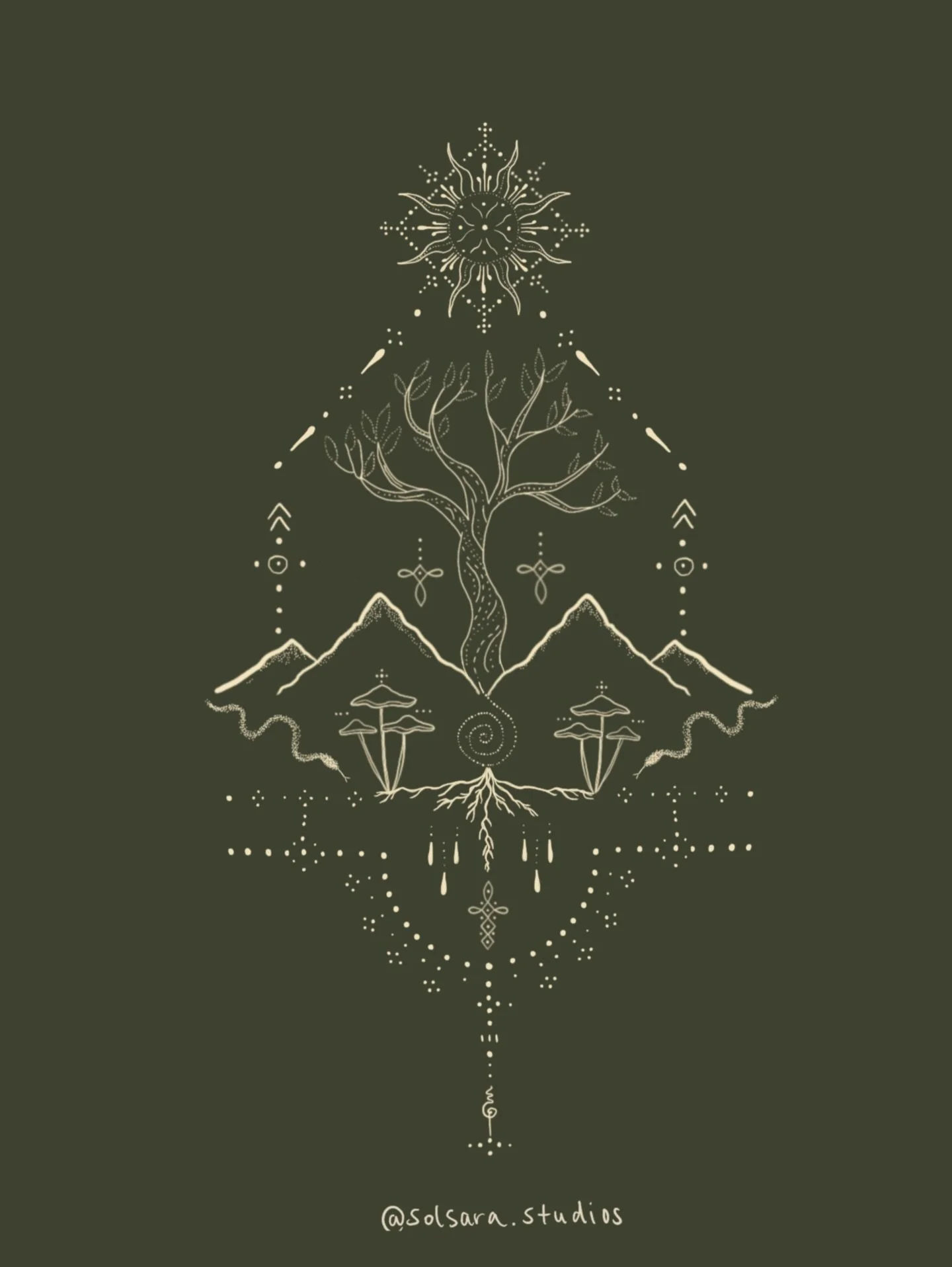 Earth Totem ~
A large-scale intuitive marking honouring the wisdom of the Earth. ✨🌿

Mountains rise as keepers of strength and perspective.
Trees grow upward while roots weave deep into the unseen, anchoring body and spirit.
The sun warms and activa