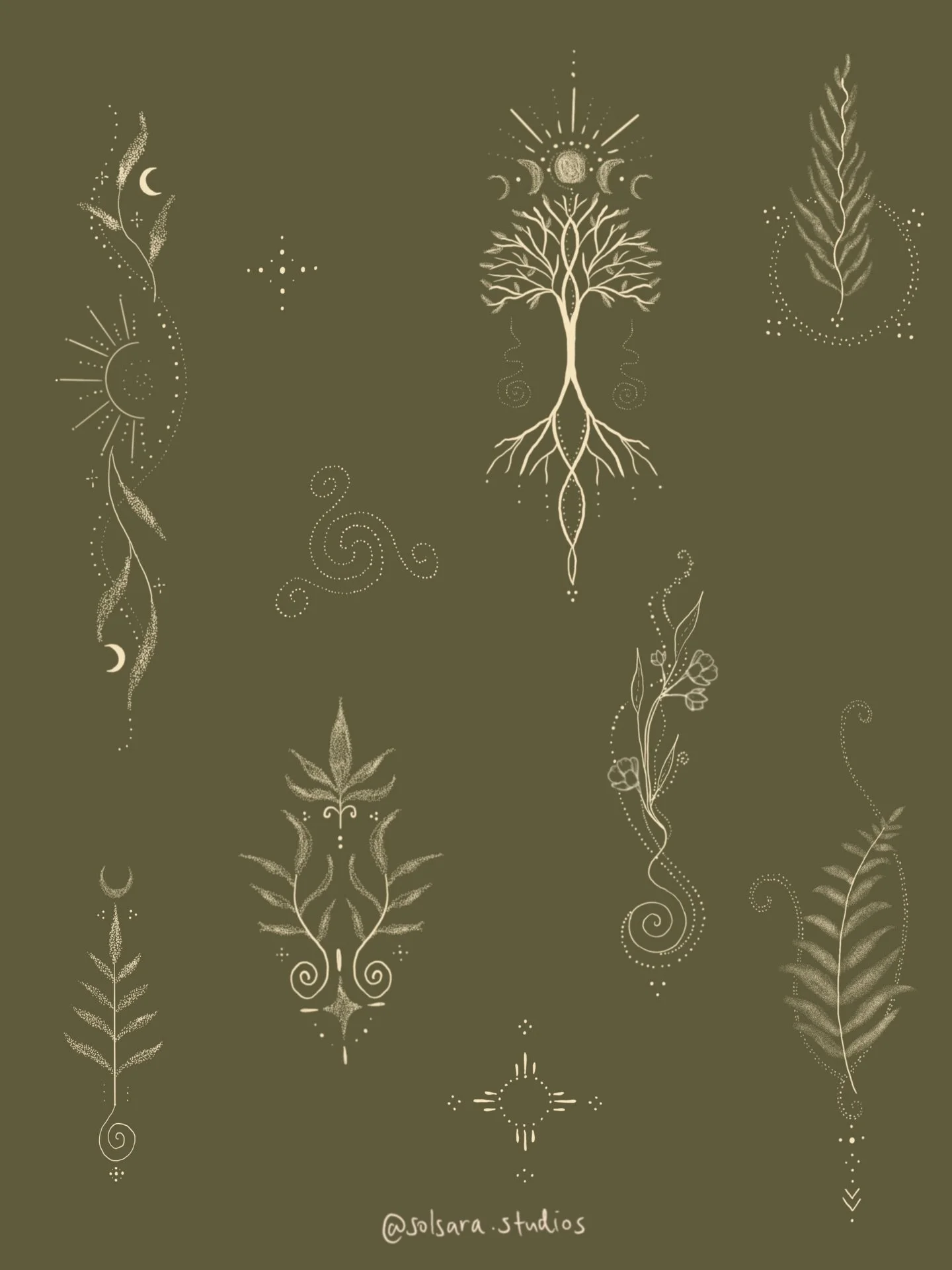 These grounding earthing flash designs were born from the quiet wisdom of the land 🌿🤎✨🍃🌀

Spirals to remind us of life&rsquo;s cycles, trees for deep roots and steady growth, leaves as symbols of renewal and surrender.

To wear these markings is 