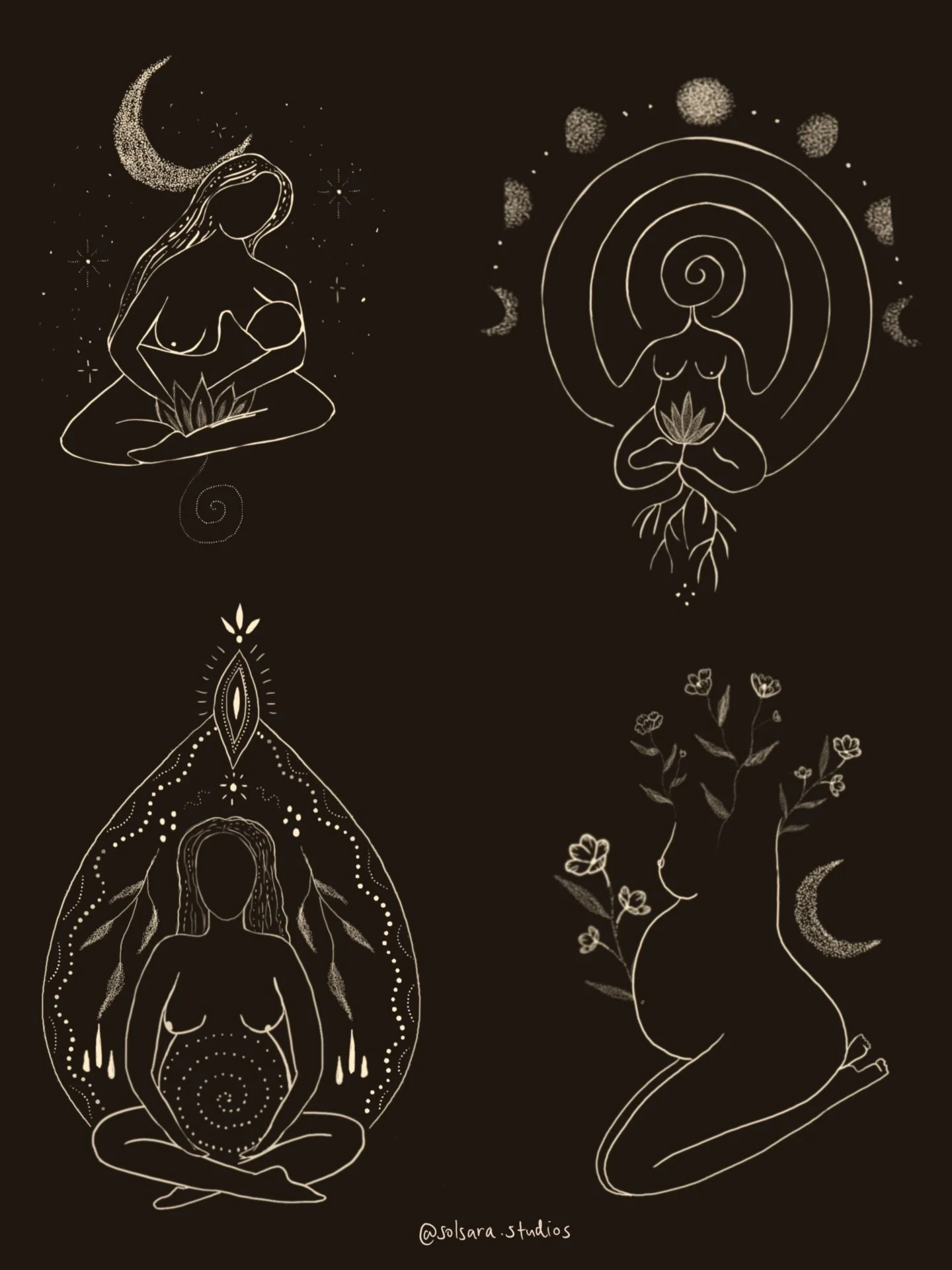 Tattoo markings for the mamas, the birth keepers, the doulas 🌀

Some of these designs were first sketched in the haze of my early postpartum days. They sat quietly in my drafts for a long time&hellip; waiting for the right moment to be shared. And f