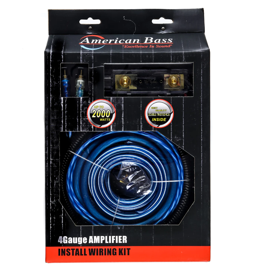 AMERICAN BASS 4 GAUGE AMPLIFIER KIT (BLUE AWG)