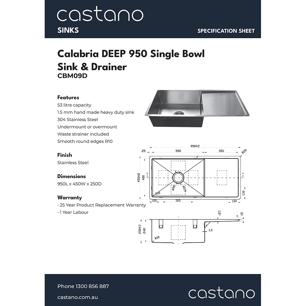 CBM09D Calabria 950 Single Bowl Sink & Drainer.png