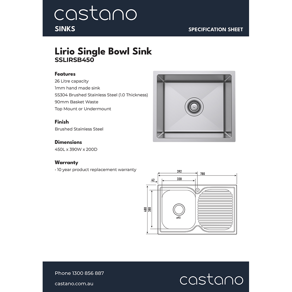 SSLIRSB450 Lirio Single Bowl Sink.png