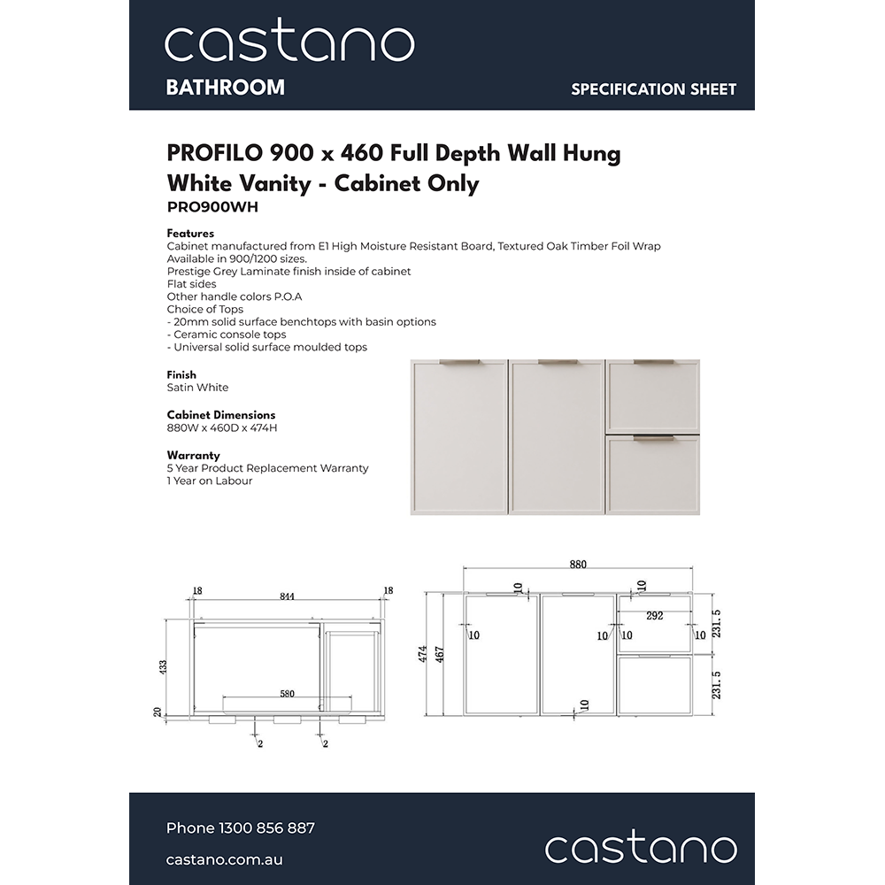 PRO900WH PROFILO 900 Full Depth Wall Hung Vanity White.png