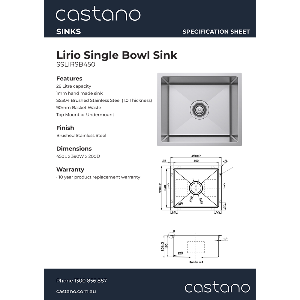 SSLIRSB450 Lirio Single Bowl Sink.png