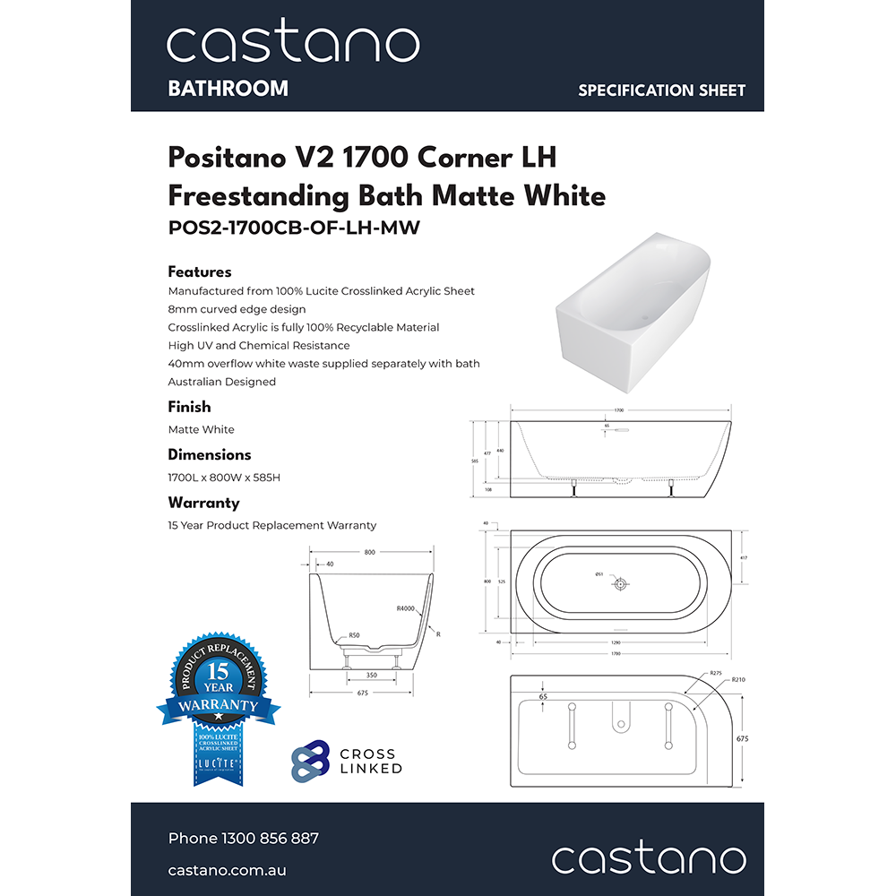 POS2-1700CB-OF-LH-MW 1700 Positano V2 LH CornerBath Matte White.png