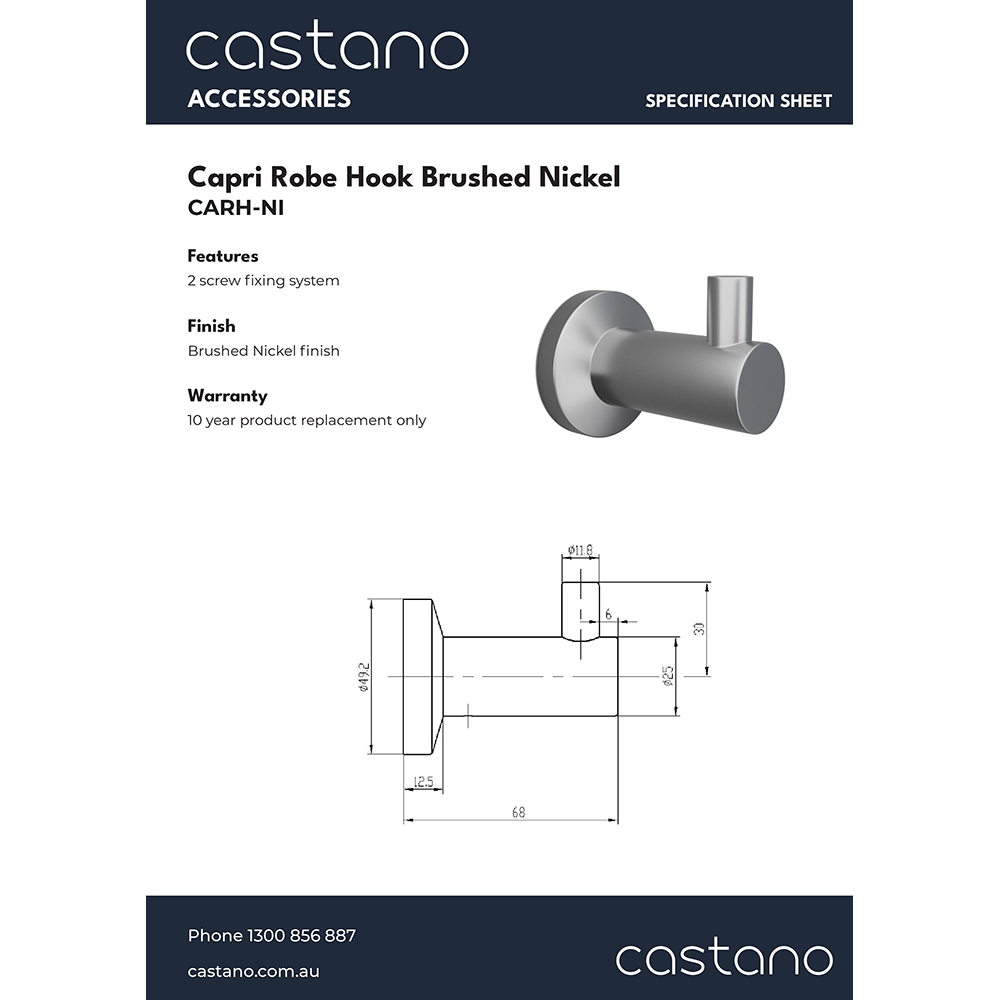 CARH-NI Capri Robe Hook Brushed Nickel.png
