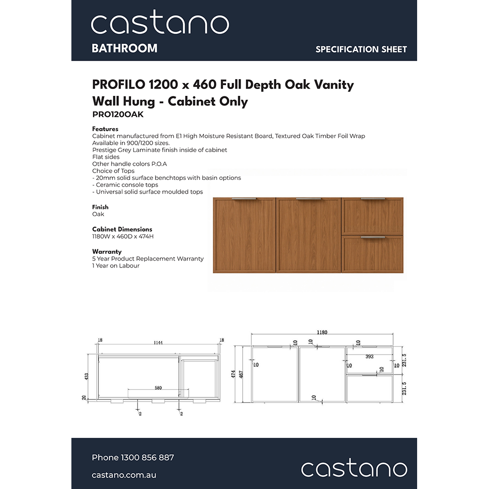 PRO120OAK PROFILO 1200 Full Depth Wall Hung Vanity Oak .png
