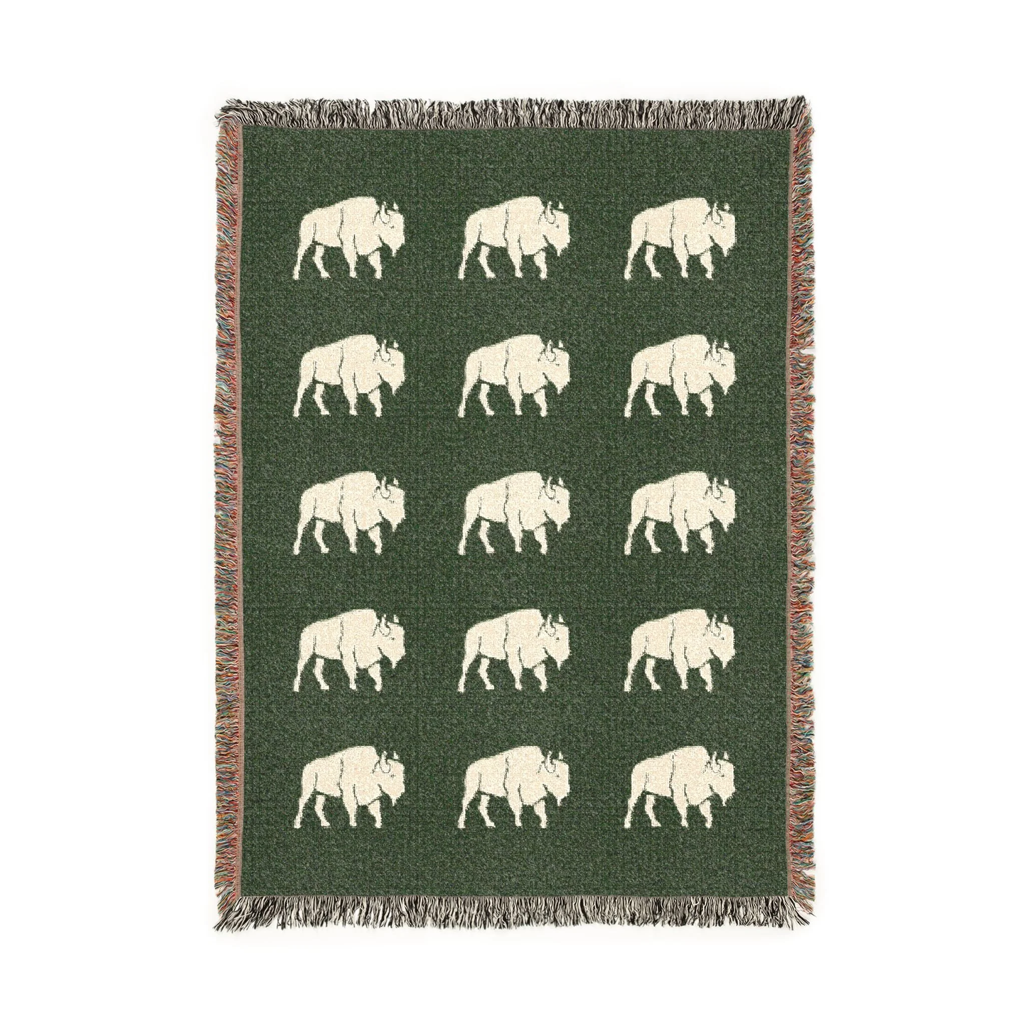 White Buffalo Woven Blanket | Forest