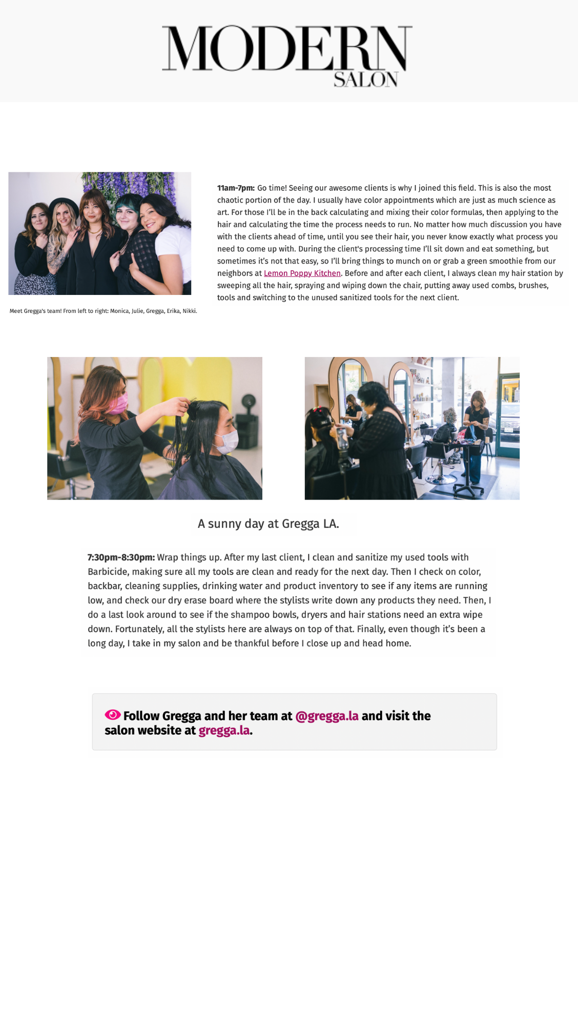 Modern Salon Feature