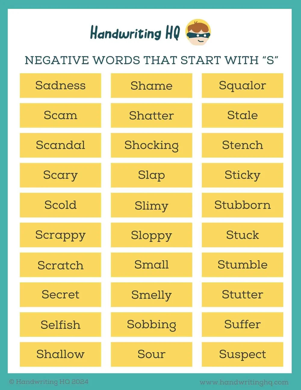 Negative Words That Start With S List of Negative Words That Start With S (+PDF) — Handwriting HQ