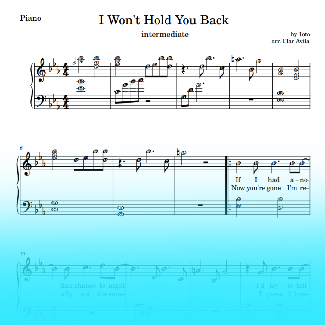 I Won't Hold You Back - Toto Eb Intermediate piano.png
