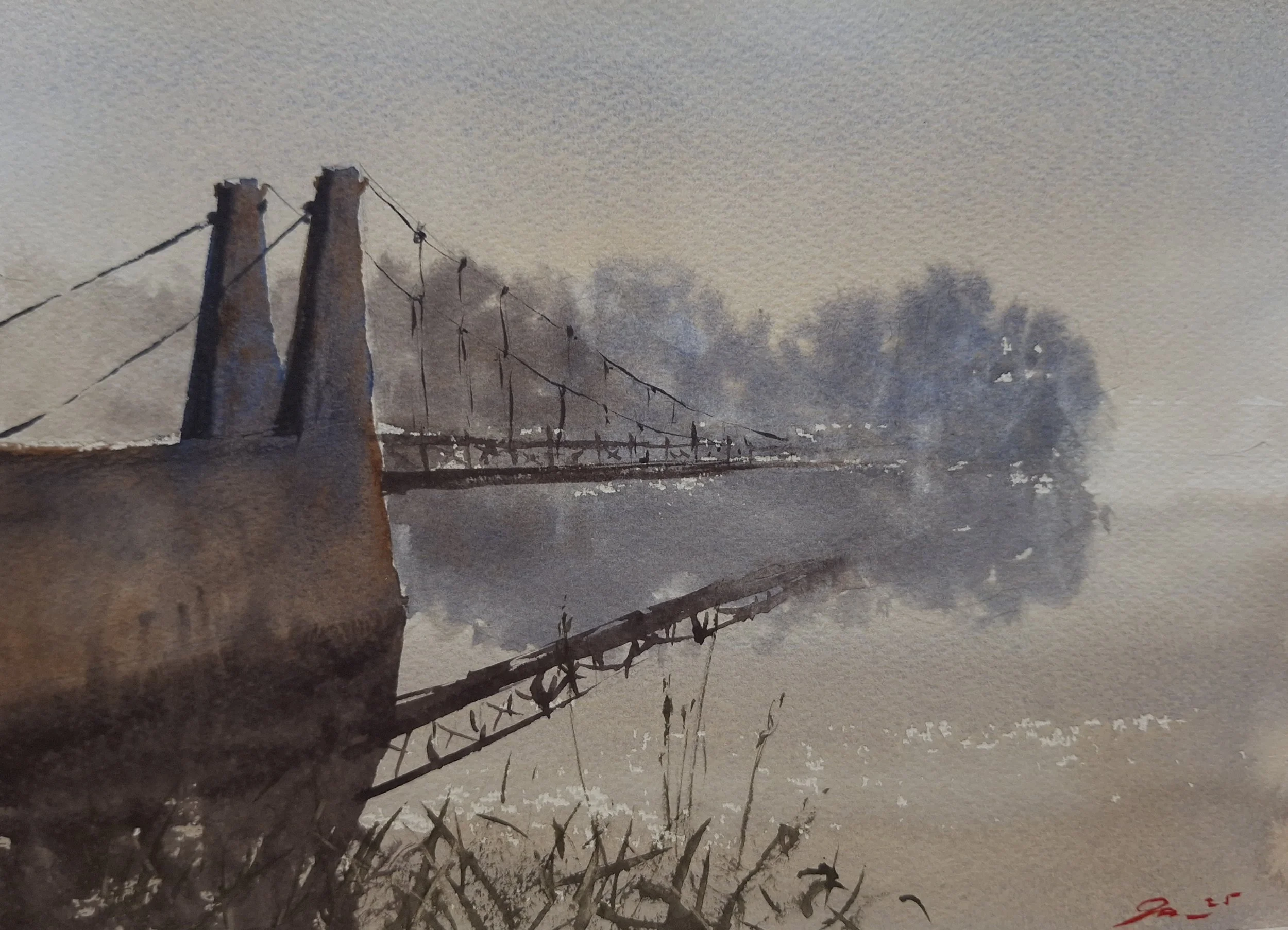 'Bridge In The Morning Mist' - Small