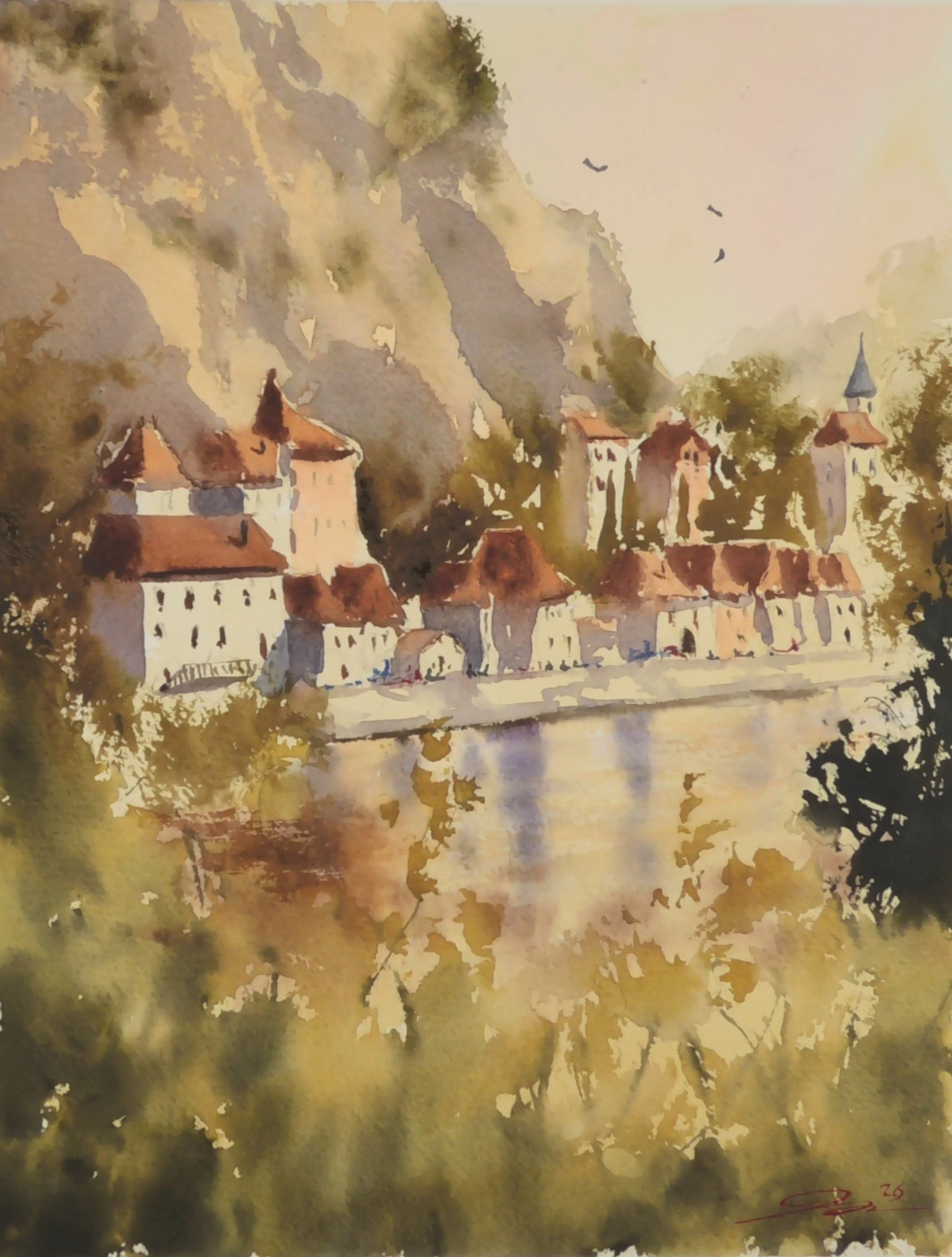 Roque-Gageac in Watercolour: Connecting Houses to the Landscape