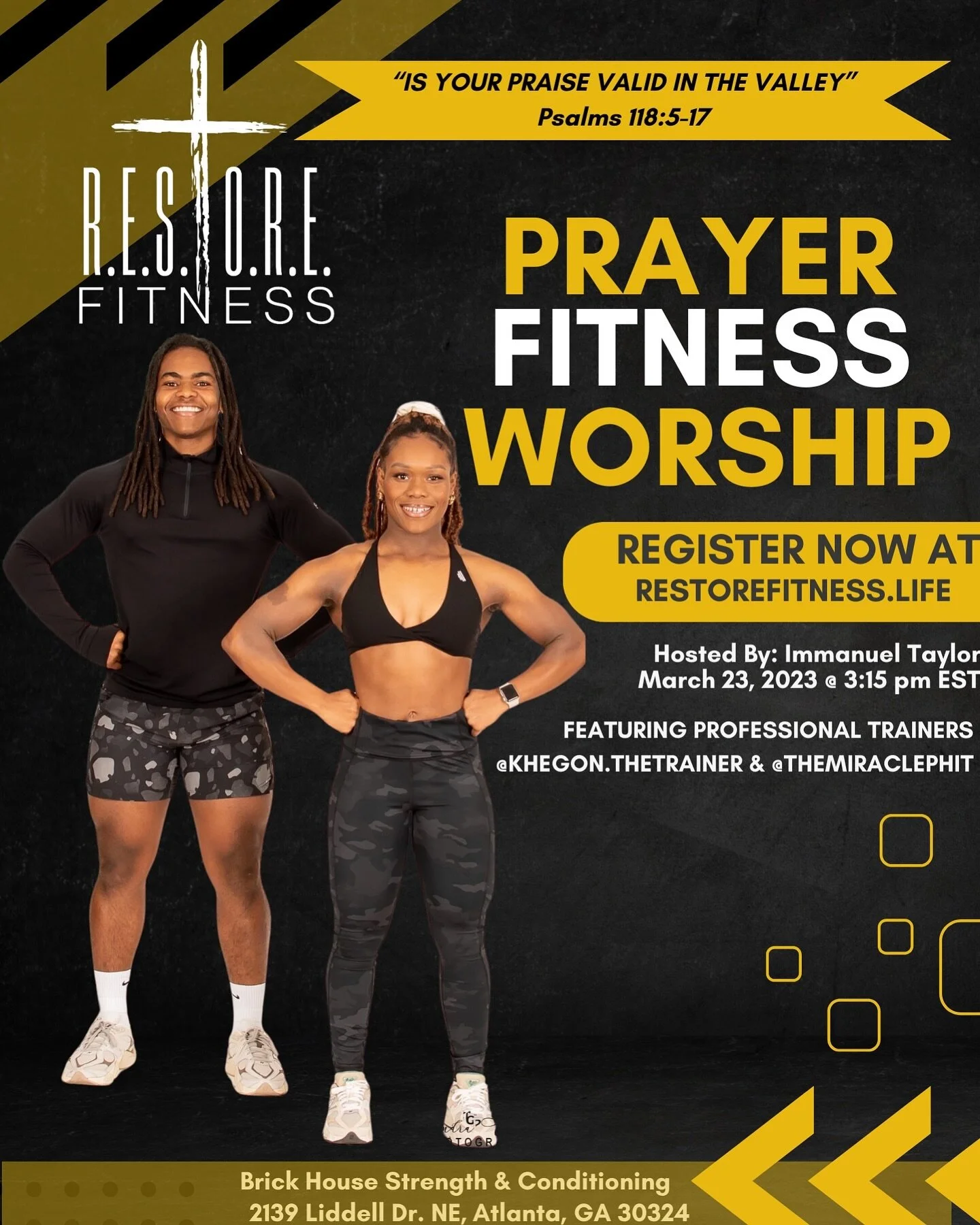 IS YOUR PRAISE VALID IN THE VALLEY? 
Join us at our next event on March 23rd, featuring @khegon.thetrainer &amp; @themiraclephit
Register at www.restorefitness.life. Link in bio ⬆️⬆️⬆️
.
.
.
.
.
.
#psalms #praise #valid #fitness #atlfitness #fitnessa