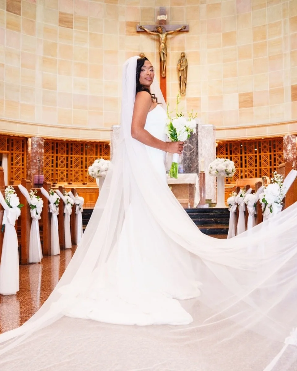 Keeping the guest list short but the train long. 🥂

I am still so in love with this dress. The lace detail on the train was the highlight for me&mdash;it made the whole moment feel like a total dream.

If you&rsquo;re currently dress shopping, here 