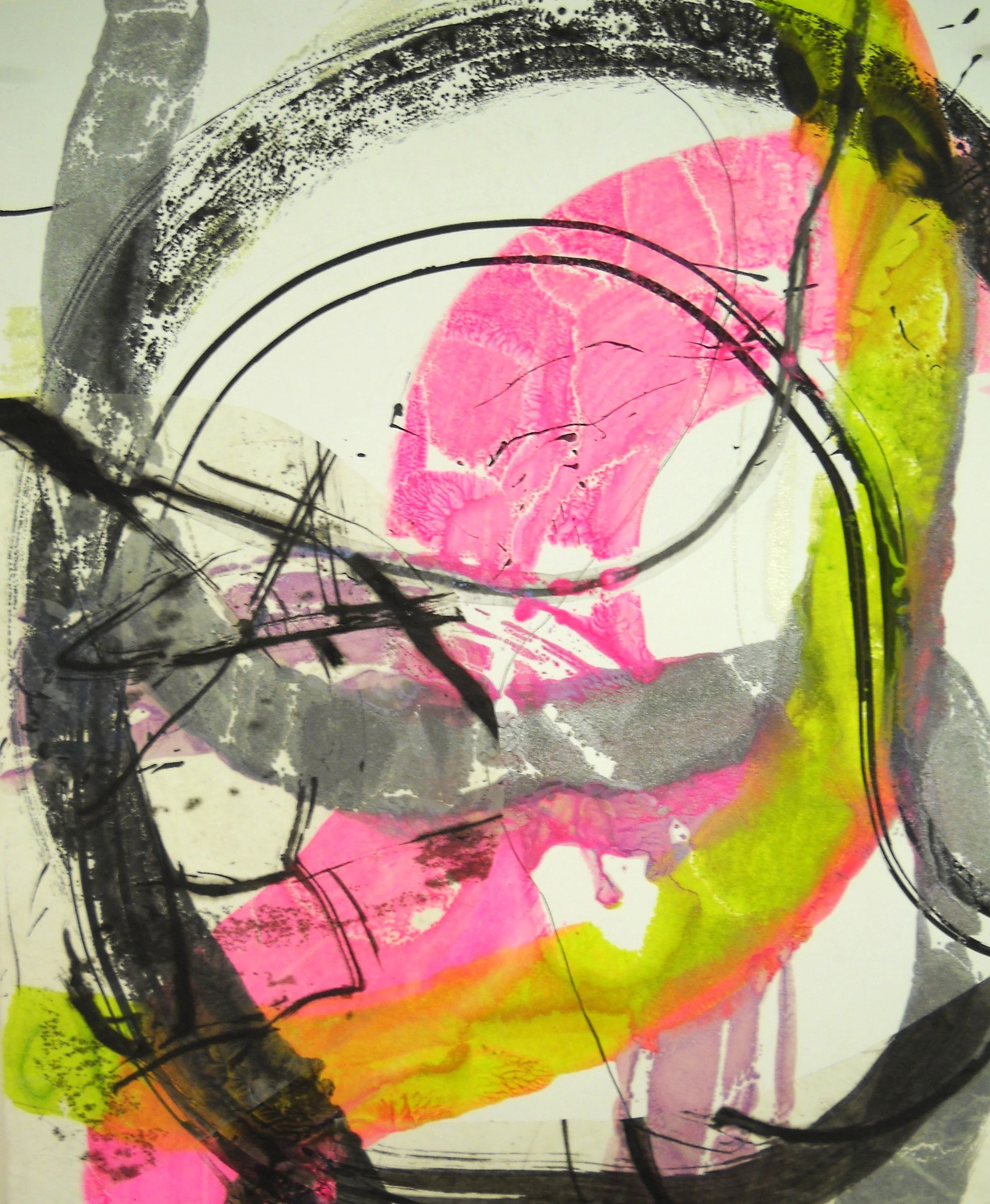 Untitled (Chodikee) - Encaustic monotype and ink on Bristol board (24" x 19"), 2024