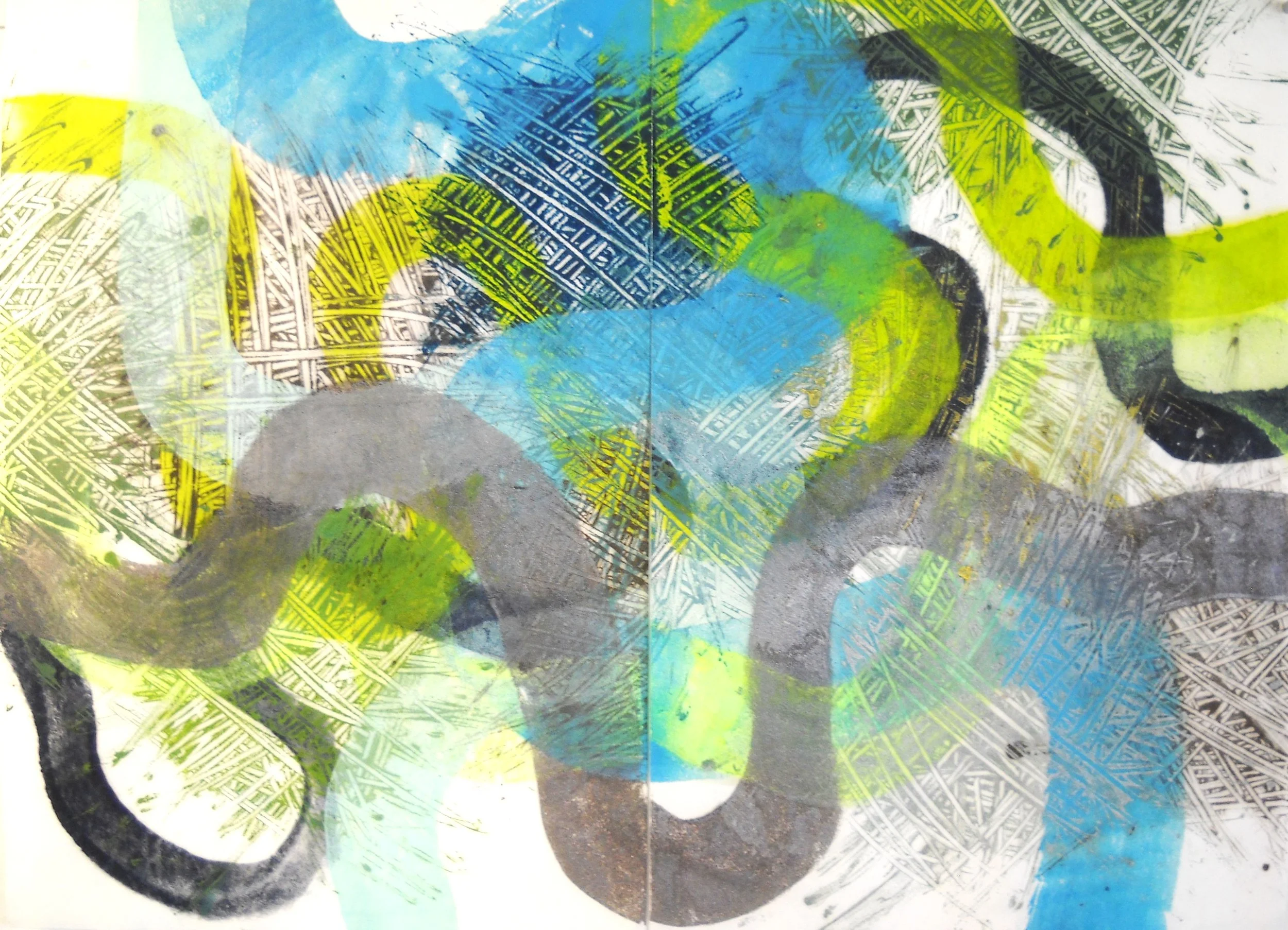 Untitled (Chodikee) - Encaustic monotype on Thai kozo paper (37" x 25"), 2024