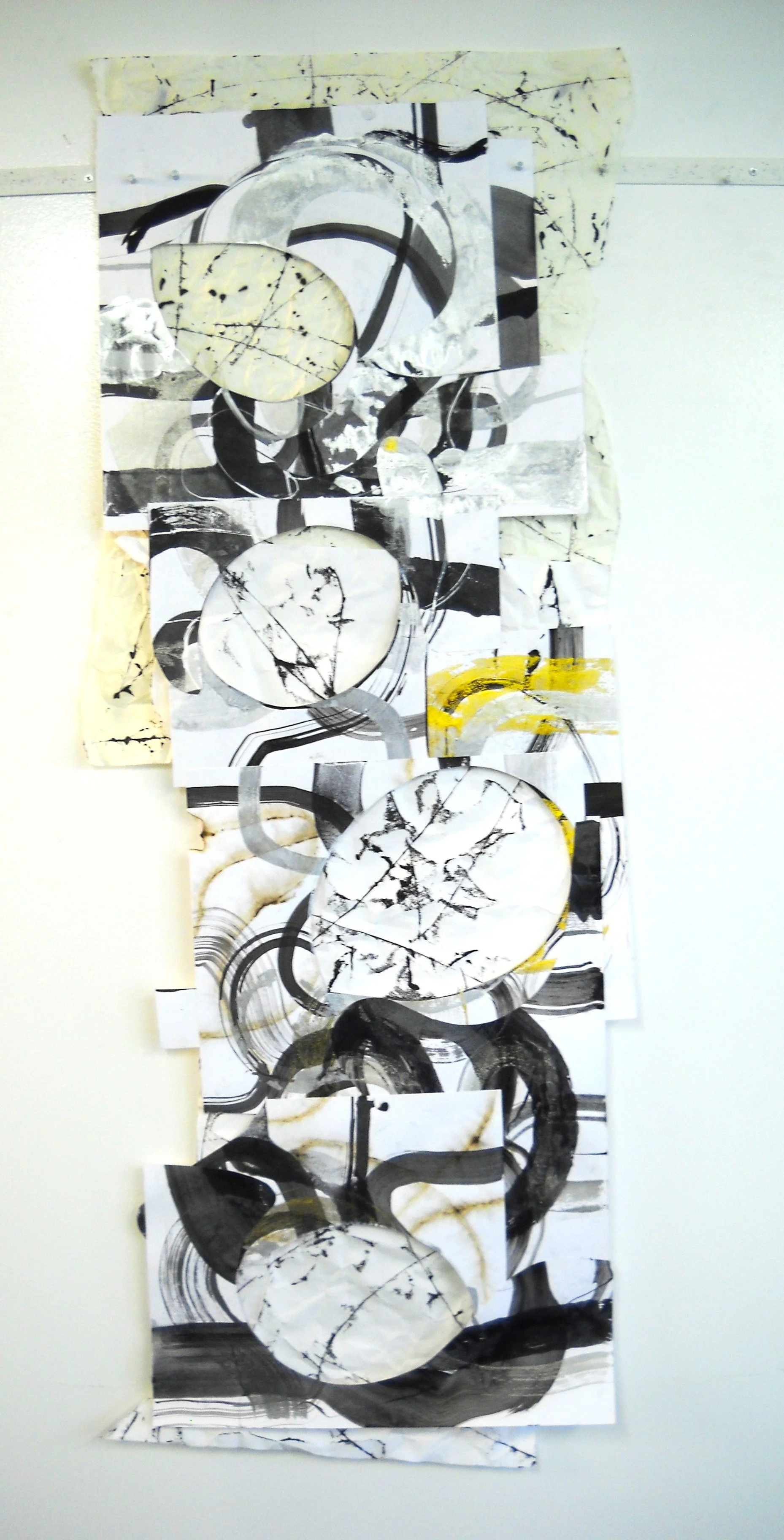 Untitled (Chodikee) - Encaustic monotype, ink and collage on Bristol board (48" x 19"), 2024