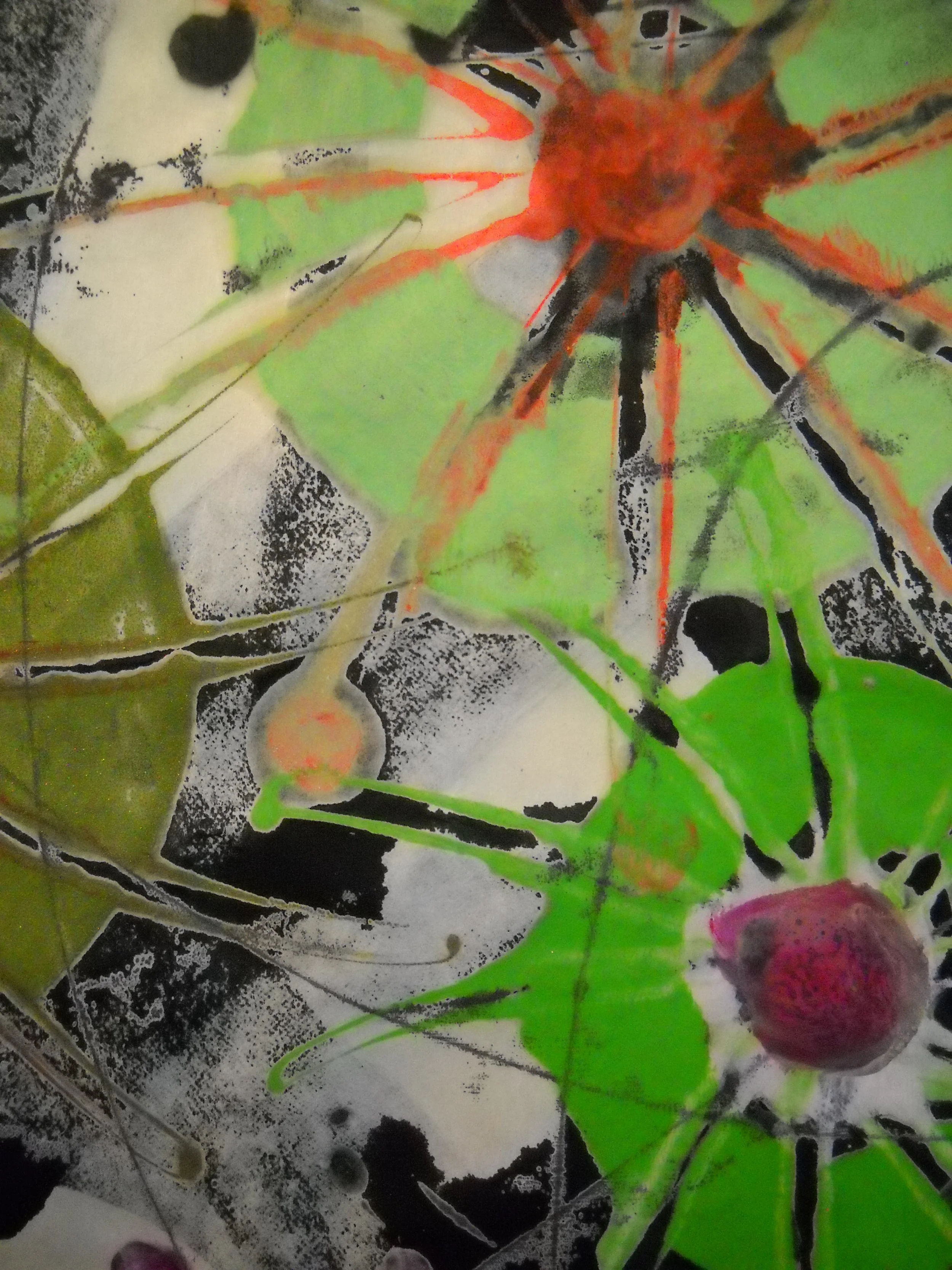 Detail from Flowerworks scroll on kitakata paper