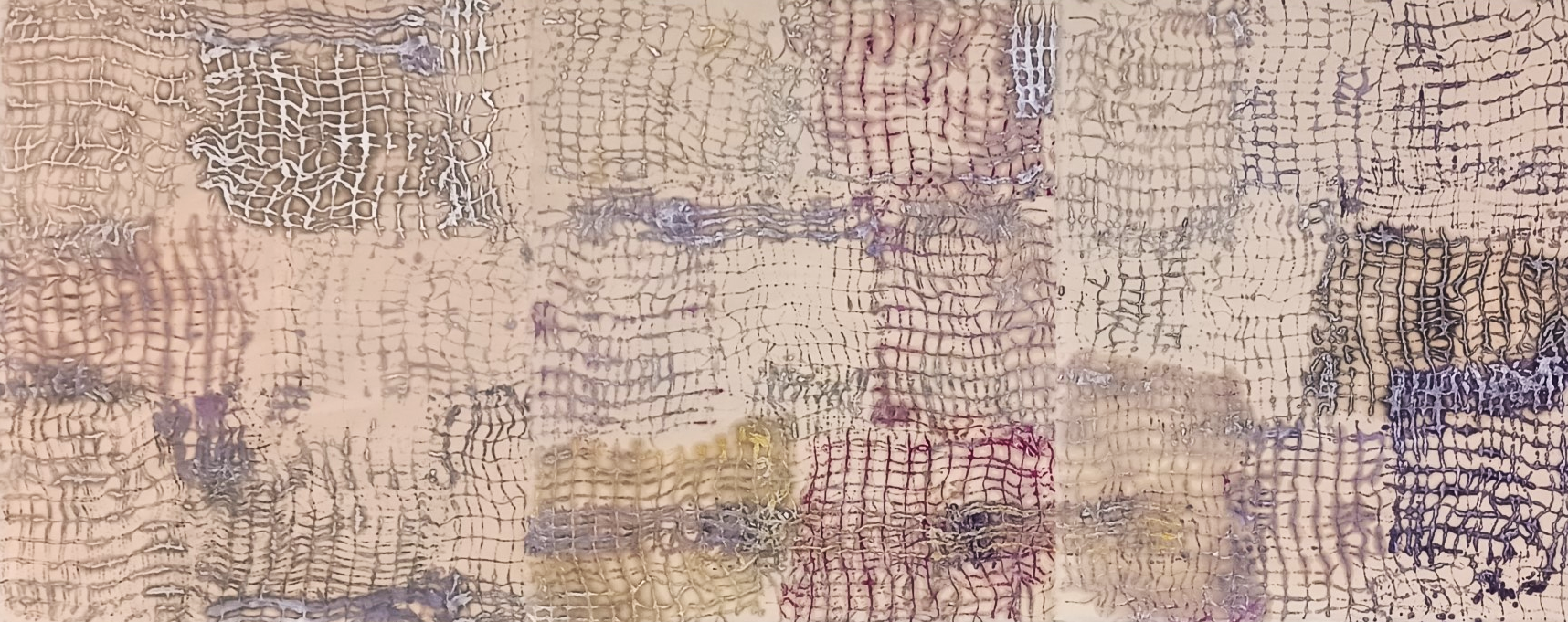 Indra's Net Triptych (I) - encaustic monotype on kitakata paper (20" x 16" x 3), 2024