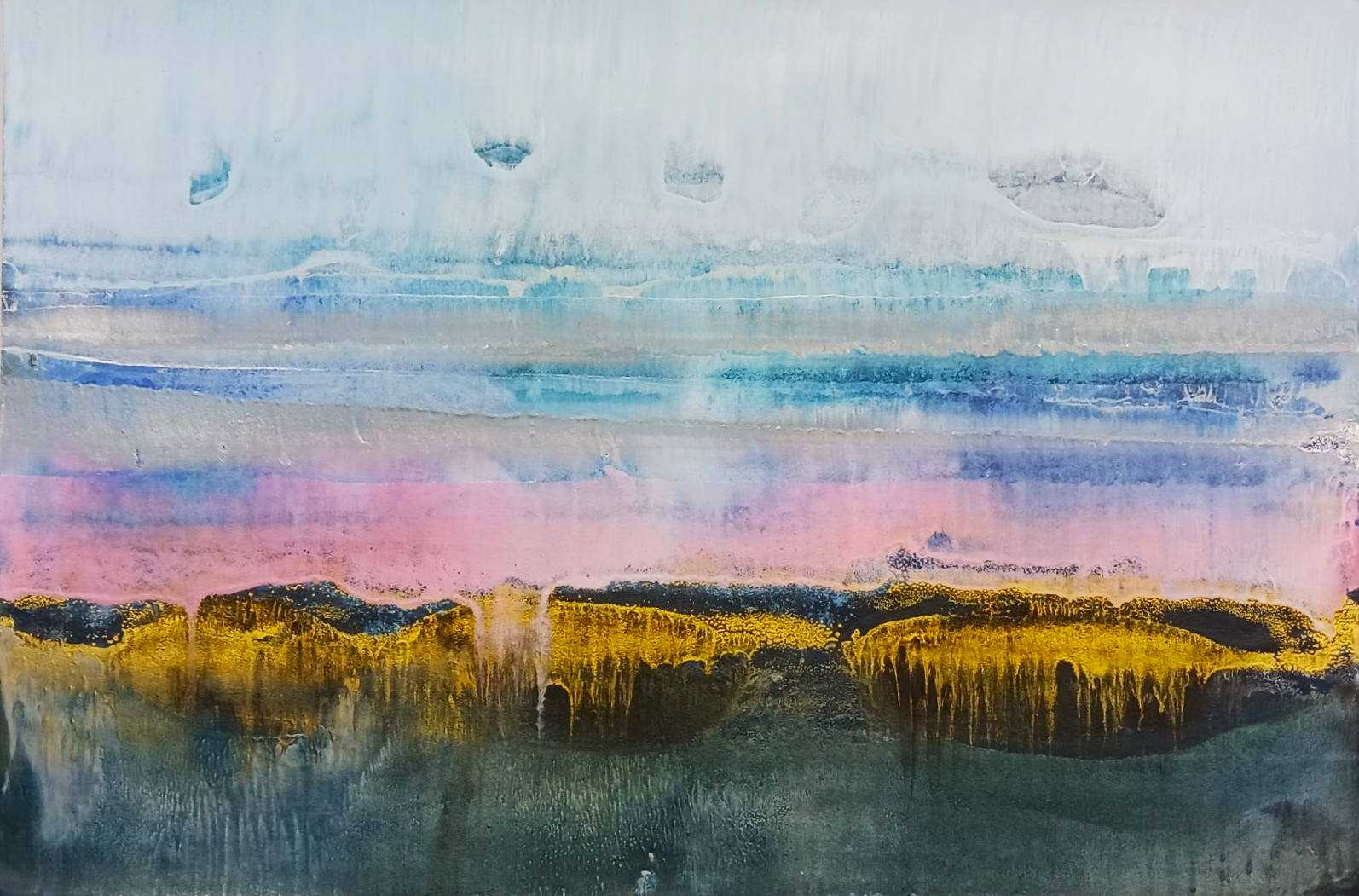 Tidelines - encaustic monotype on kozo paper (18" x 12"), 2025