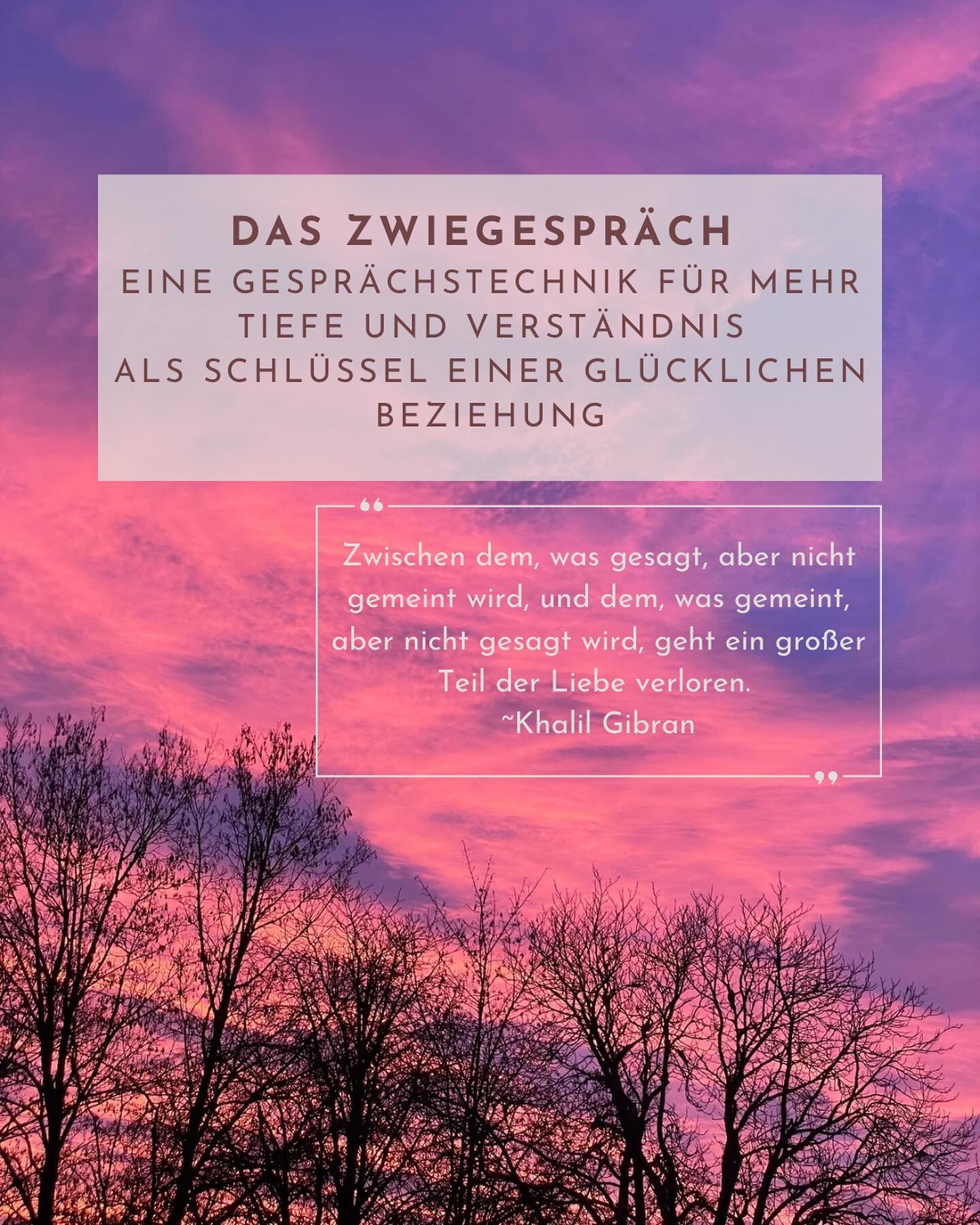 Zwiegespr&auml;che m&ouml;gen sich zu Beginn vielleicht seltsam anf&uuml;hlen. Manchen hilft es auch, sich nicht in die Augen zu sehen und sich R&uuml;cken an R&uuml;cken zu setzten. 

Den besonderen Zauber des Zwiegespr&auml;chs liegt vor allem in s