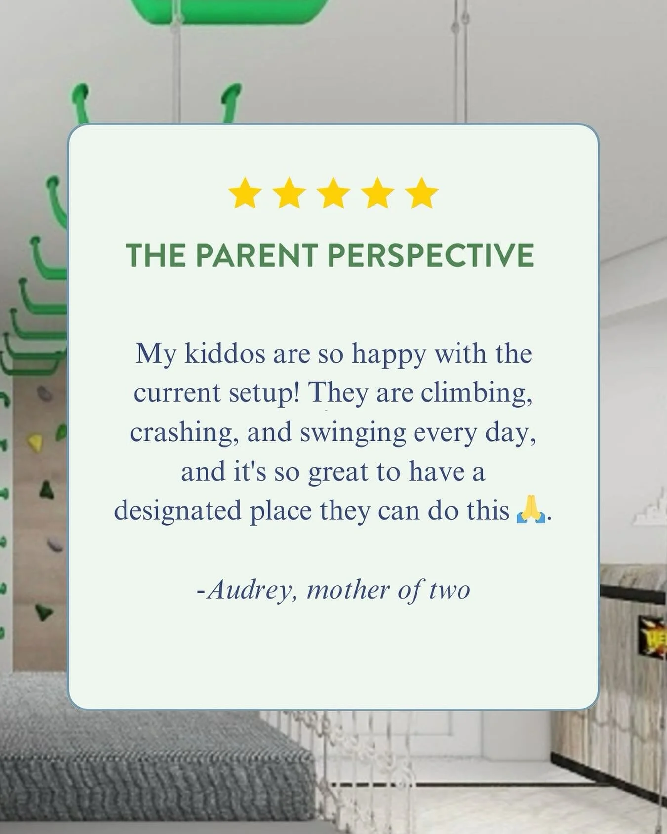 Wild Child through a parent&rsquo;s eyes! Happy kids 🤝 happy parents. That&rsquo;s certainly the case for this E-design client of ours, who texted us this week to say, 

&ldquo;My kiddos are so happy with the current setup! They are climbing, crashi