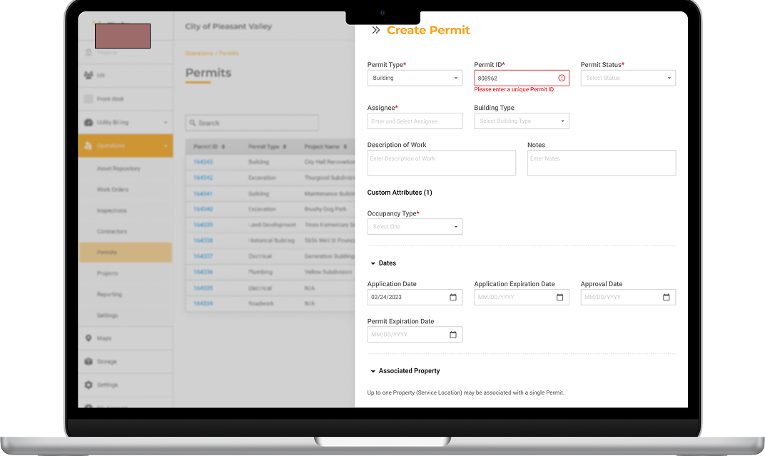 The Permit ID must be unique.