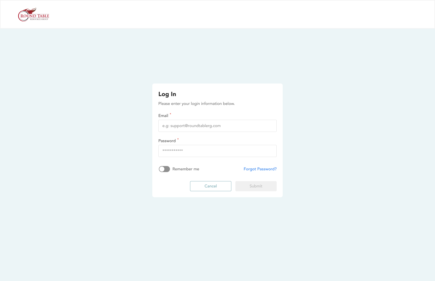 Updated log-in screen
