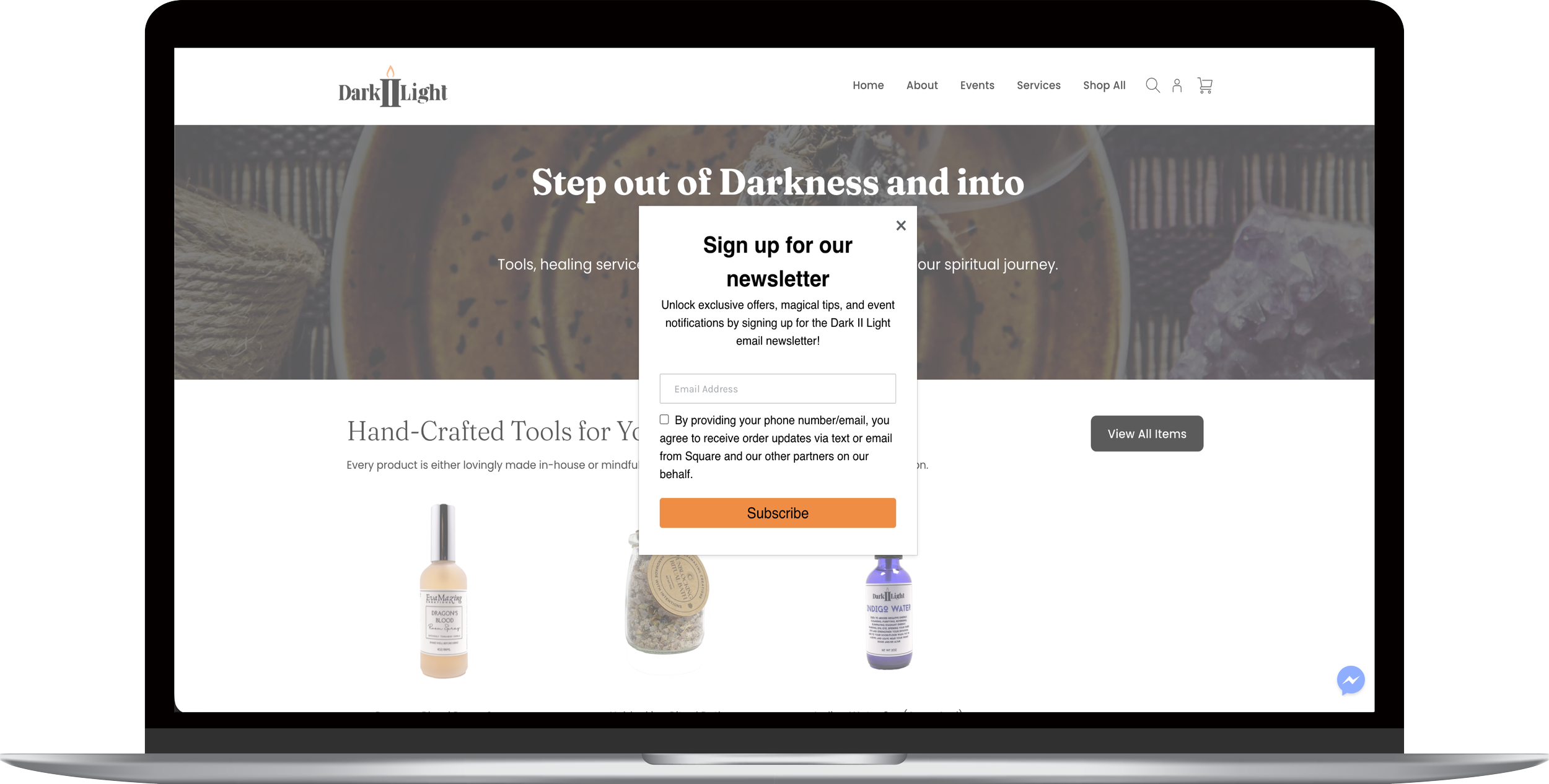 Email newsletter signup encourages email collection.