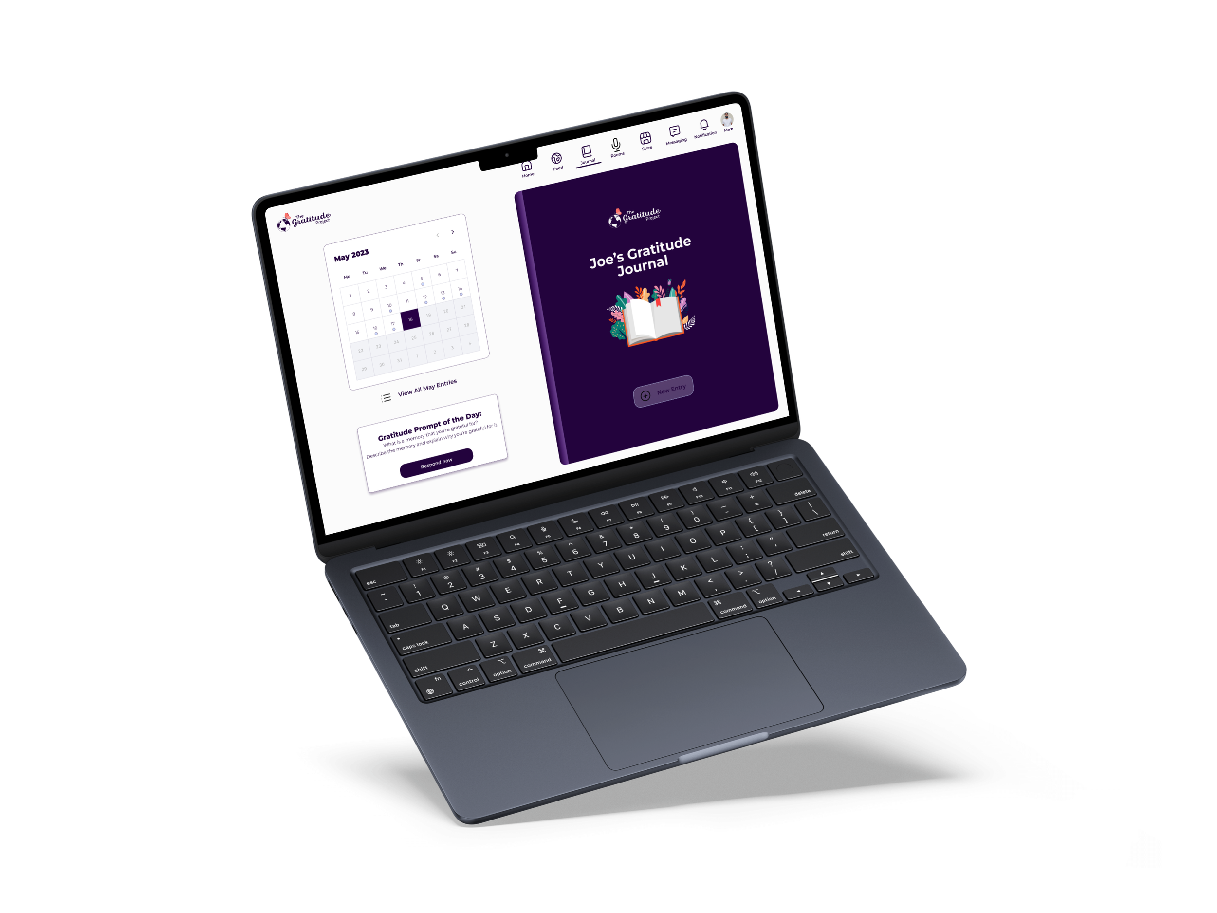 Each user has a gratitude journal. They can keep their entries private or share entries. Prompts and ideas are given to users who may struggle to get started. In addition, users can upload audio entries, which is aligned with many users' preferences 