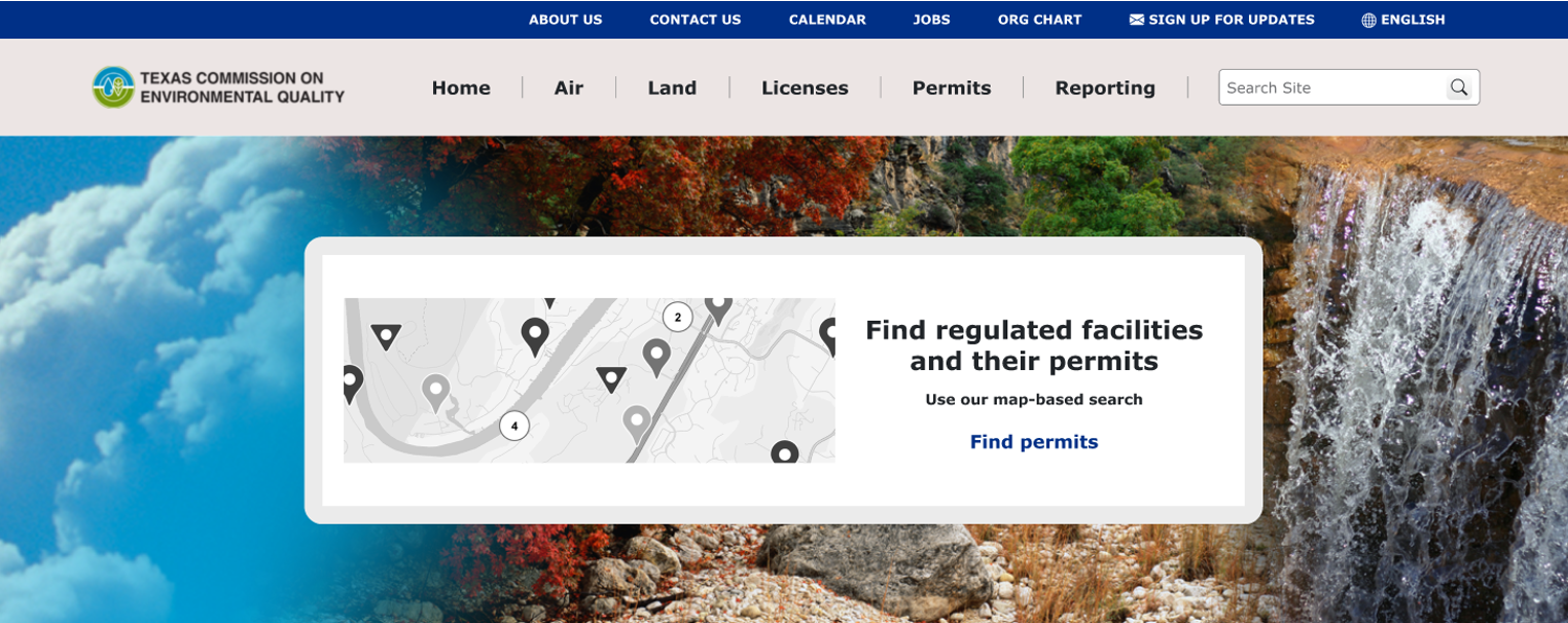 One option uses the recently released Permit Search Portal, a commonly used feature on the site. Although this was not used by other states, internal stakeholders wanted to see if this resonated with users in preference testing since it's a commonly 