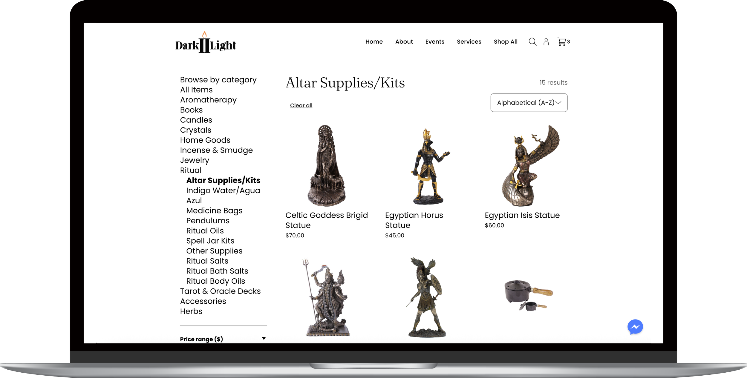 The site store has clear categories that are easy to navigate. All products have photos and descriptions, and many of the product photos have been improved.