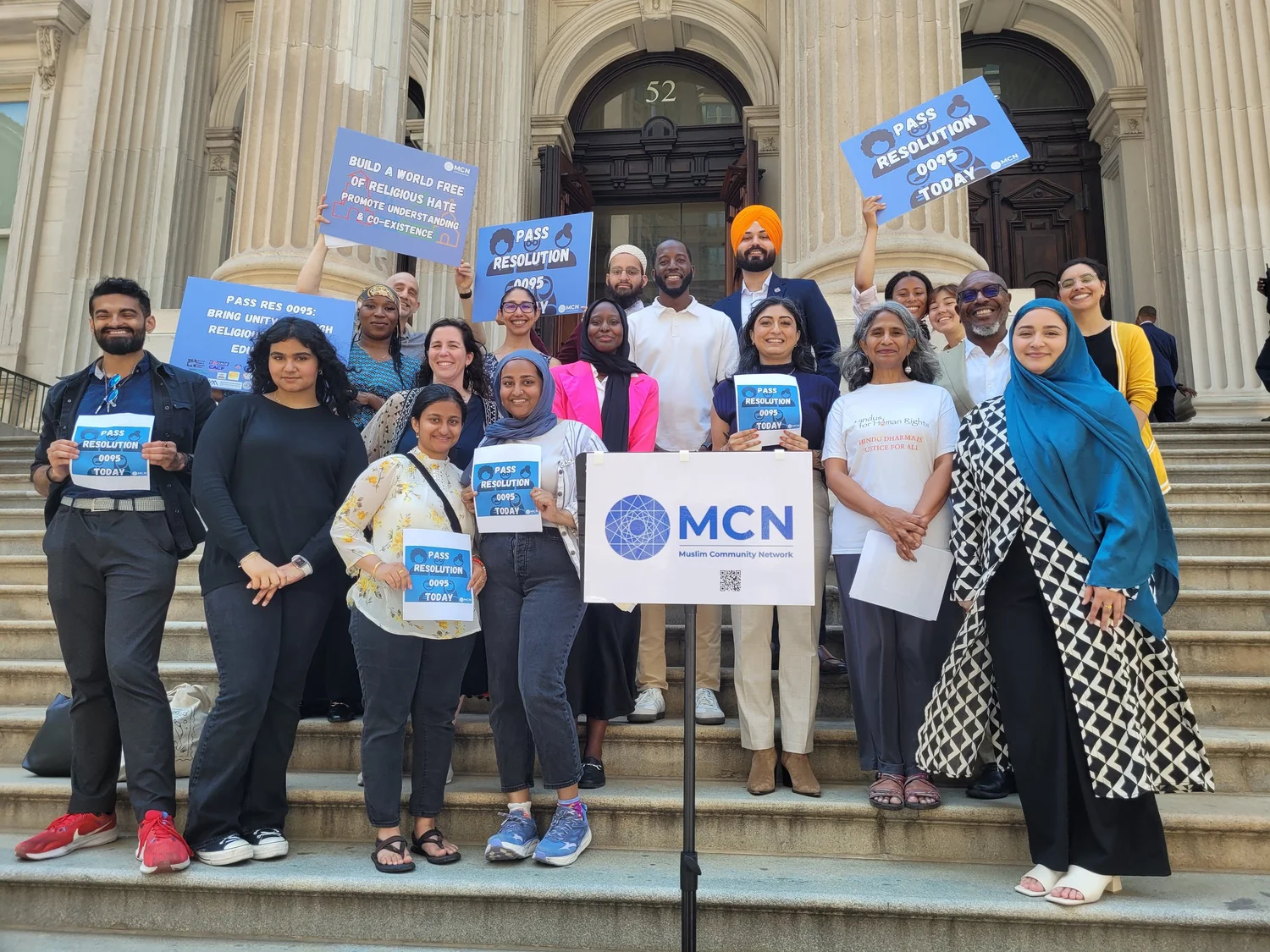 Res 0095 advocacy event — community members at NYC City Hall