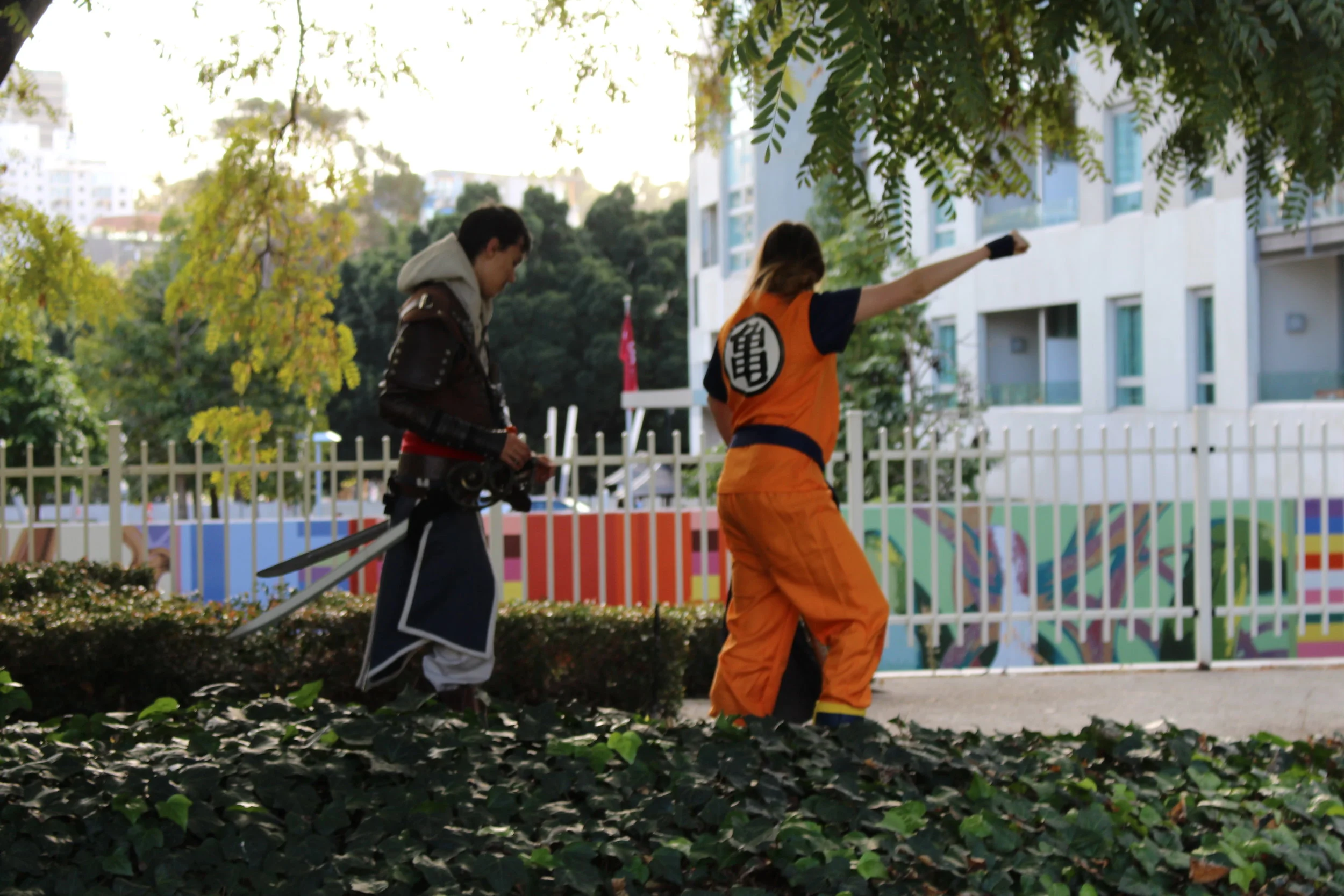  Behind the Scenes: Emily Barrett gives direction to a cosplayer 