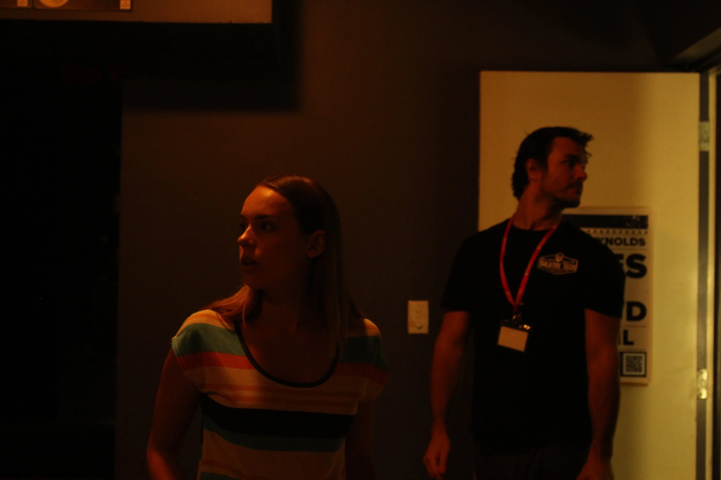  Chloe Holmes (Producer) and Jason Tolj (Lighting/Set Supervisor) are on check     