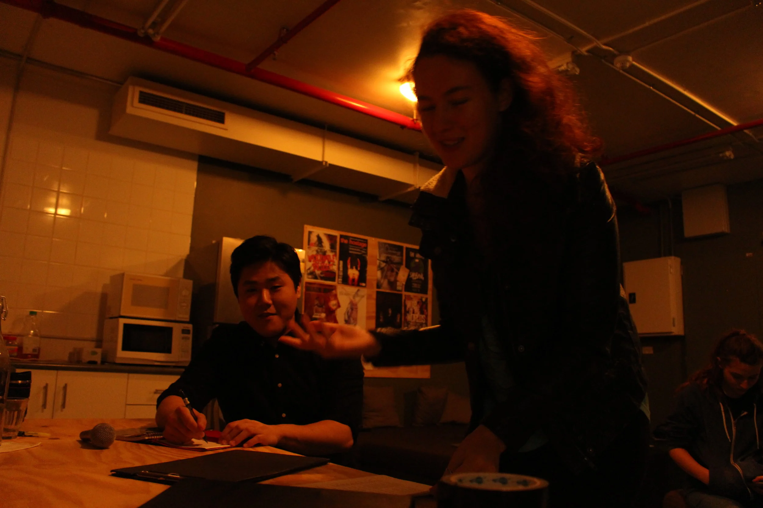  Jason Kim and Kirralee Martin (Additional Crew) check the table for the shot list (1)     